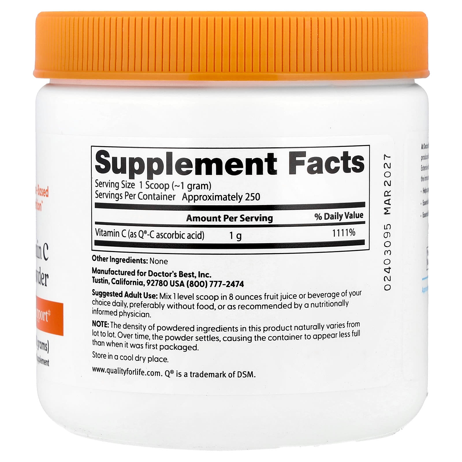 Vitamin C Powder for Immune Support by Doctor's Best - Image 2