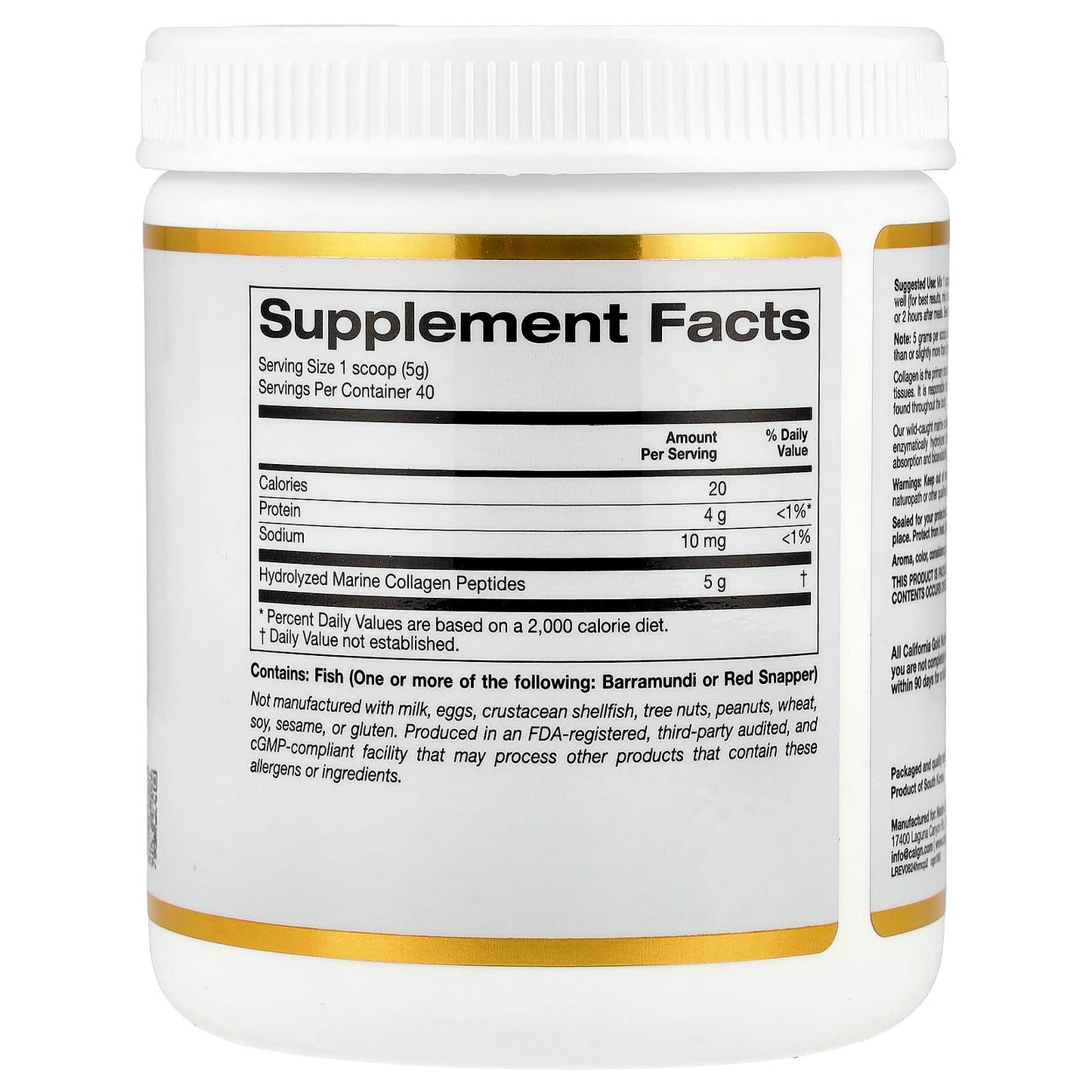 Hydrolyzed Marine Collagen Peptides by California Gold Nutrition - 200g - Image 2