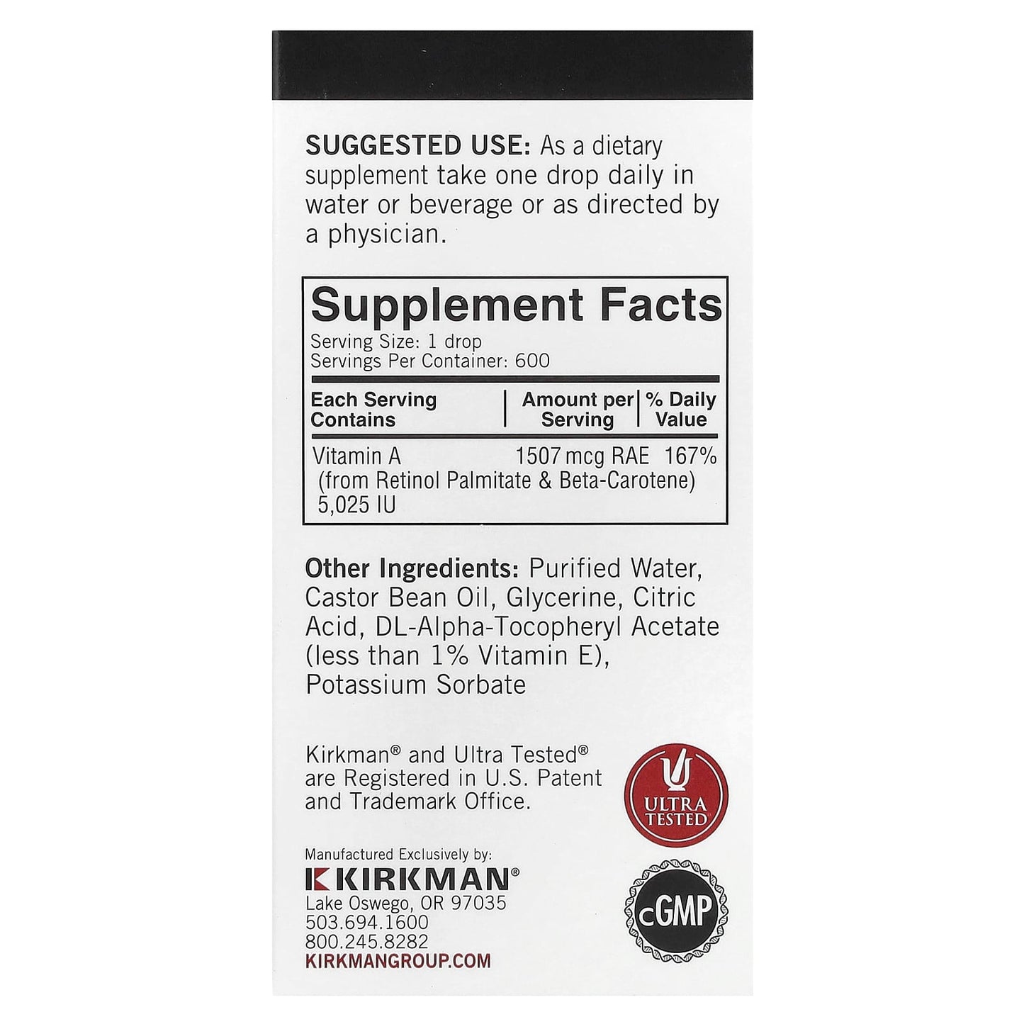 Kirkman Labs, Mycelized Vitamin A Drops, 1 fl oz (30 ml) - Image 2