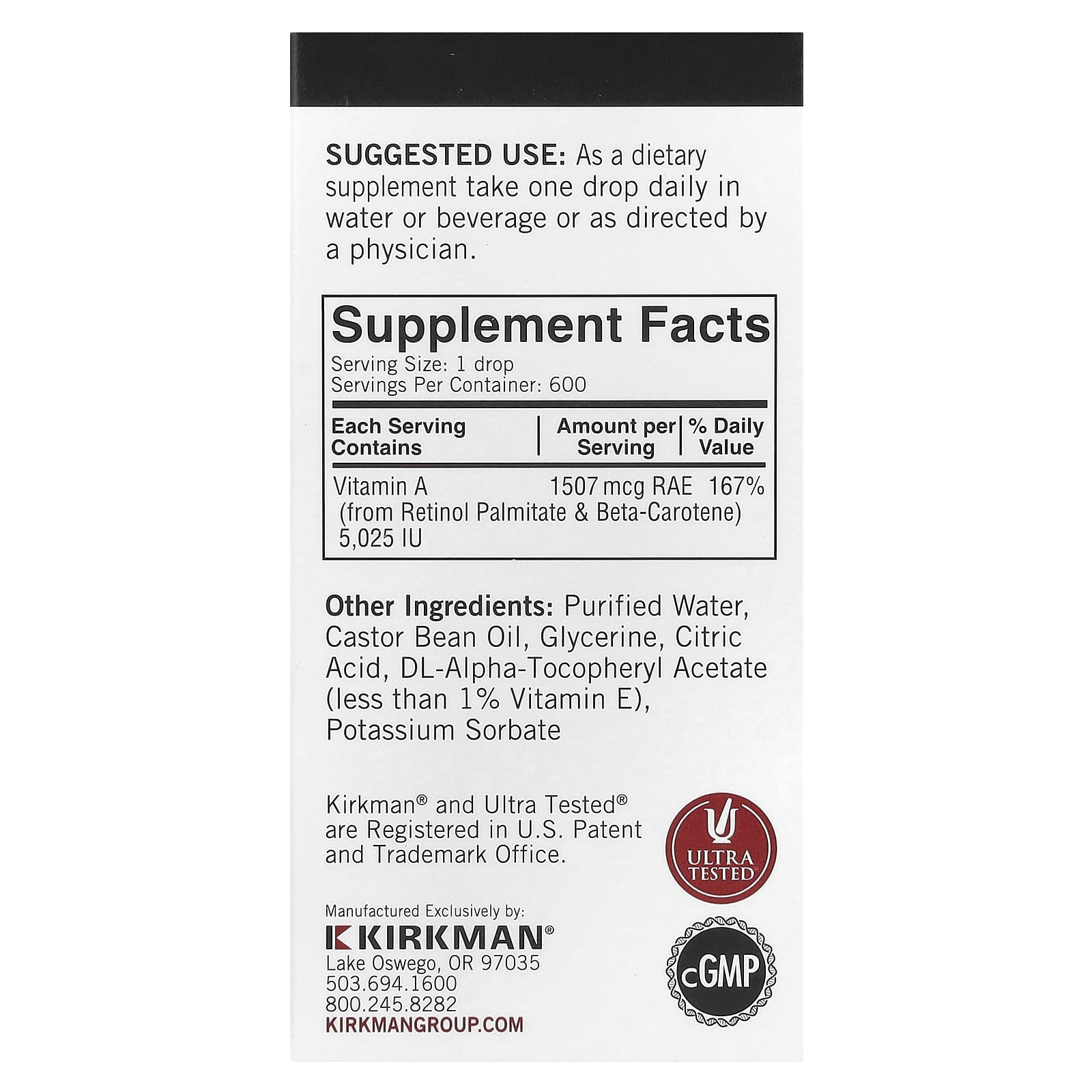 Kirkman Labs, Mycelized Vitamin A Drops, 1 fl oz (30 ml) - Image 2