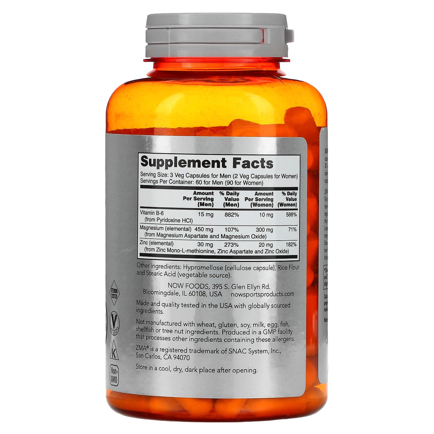 NOW Foods, Sports, ZMA, Sports Recovery, 180 Veg Capsules - Image 2