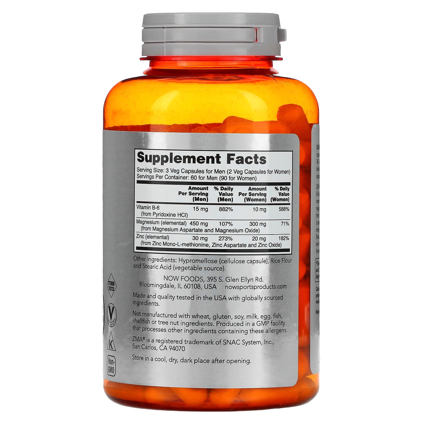 NOW Foods, Sports, ZMA, Sports Recovery, 180 Veg Capsules - Image 2