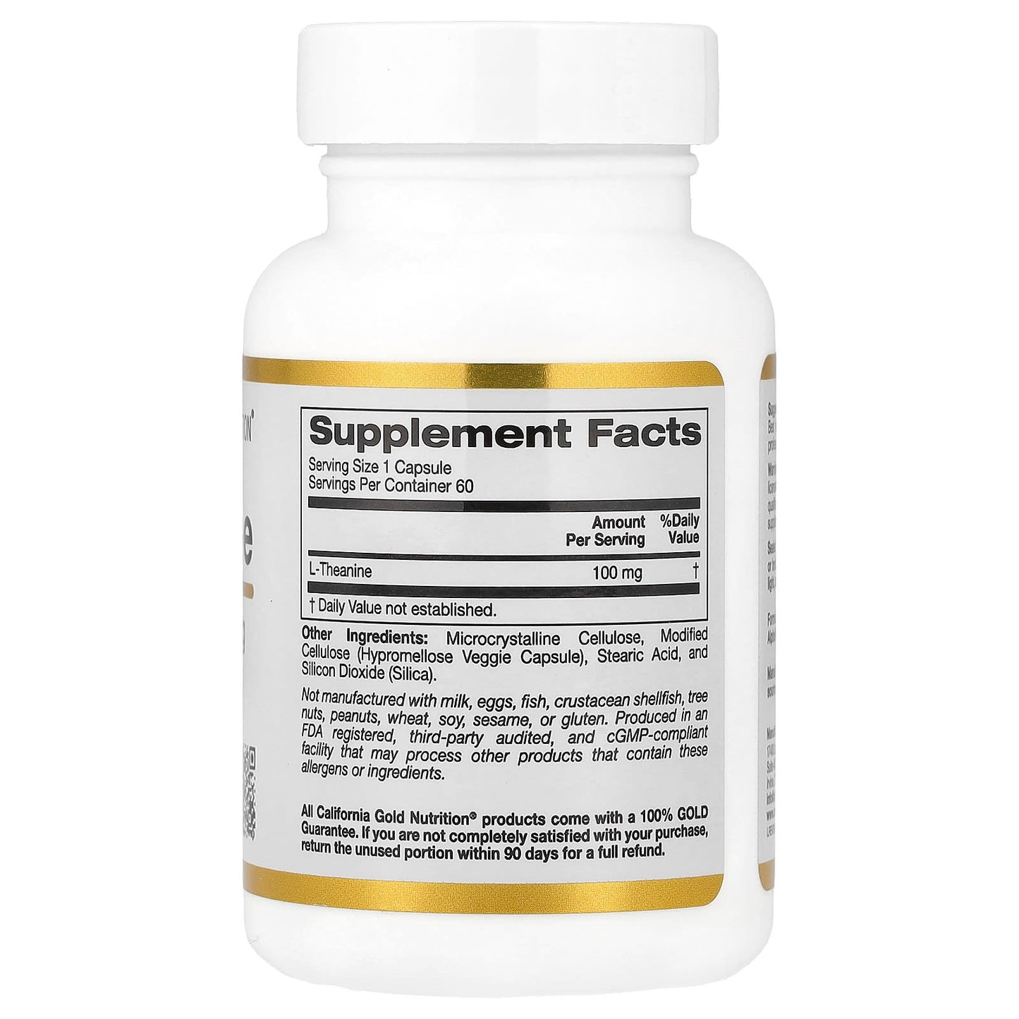 Unlock Relaxation with California Gold Nutrition's L-Theanine 100mg, 60 Veggie Capsules - Image 2