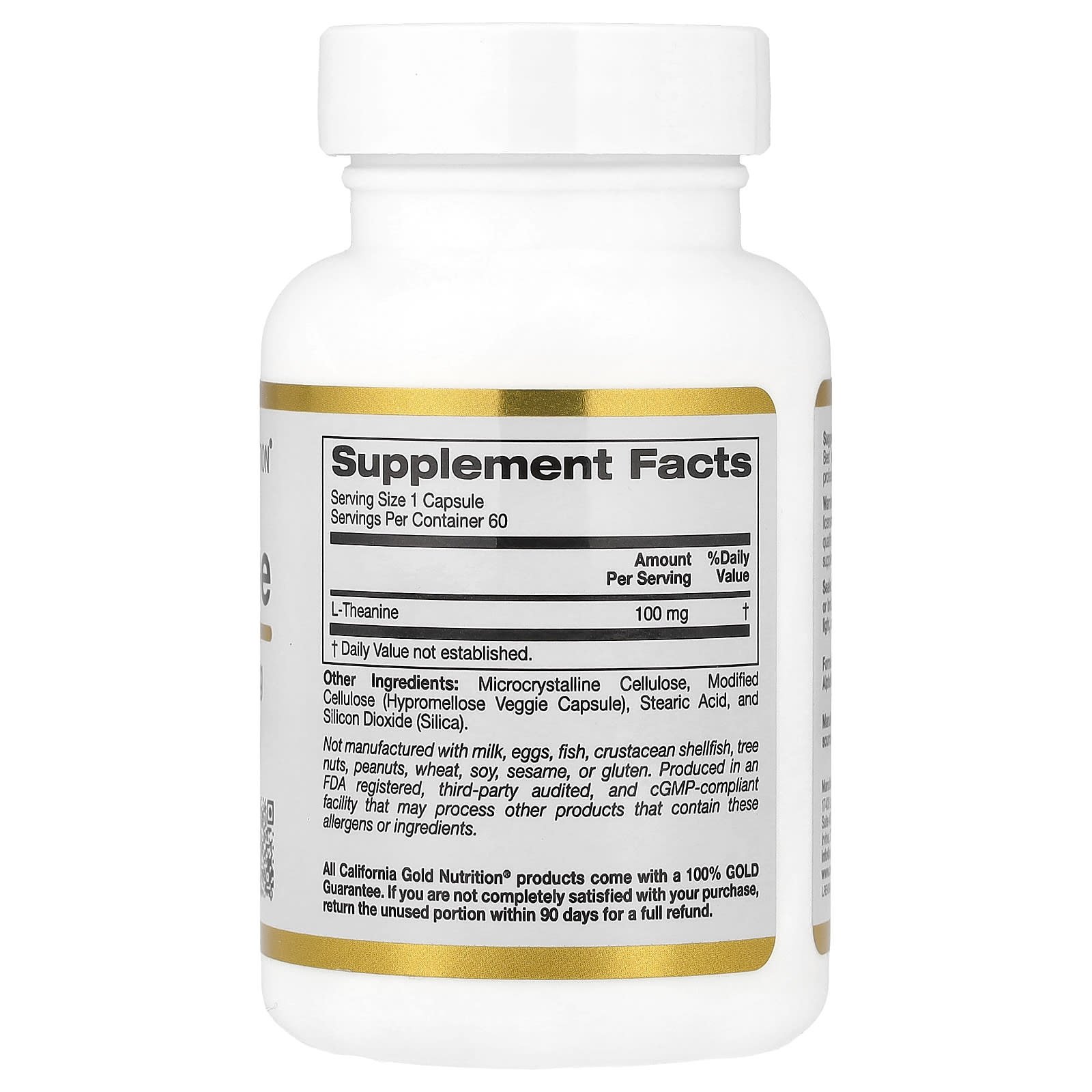 Unlock Relaxation with California Gold Nutrition's L-Theanine 100mg, 60 Veggie Capsules - Image 2