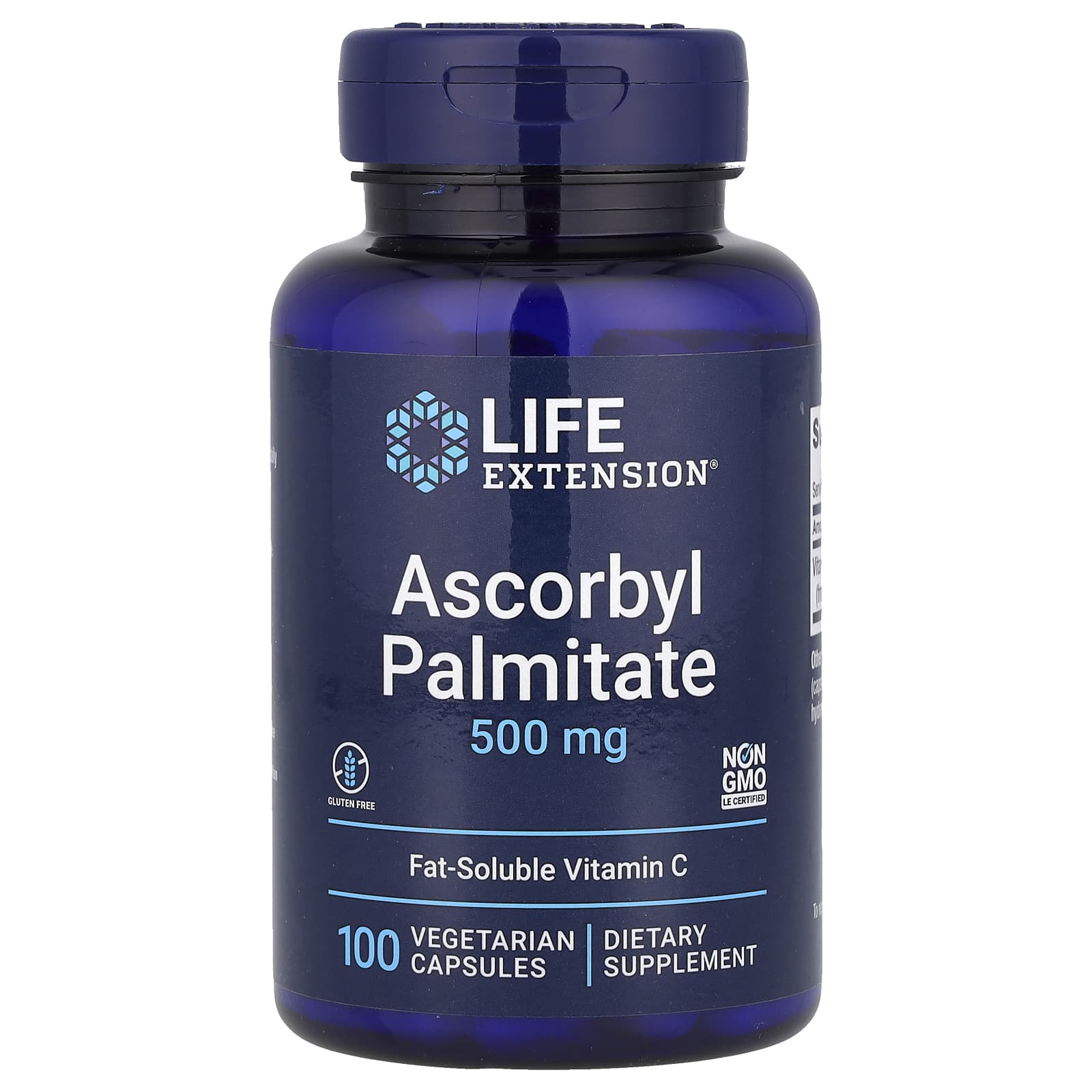 Life Extension, Ascorbyl Palmitate, 500 mg, 100 Vegetarian Capsules - Image 1