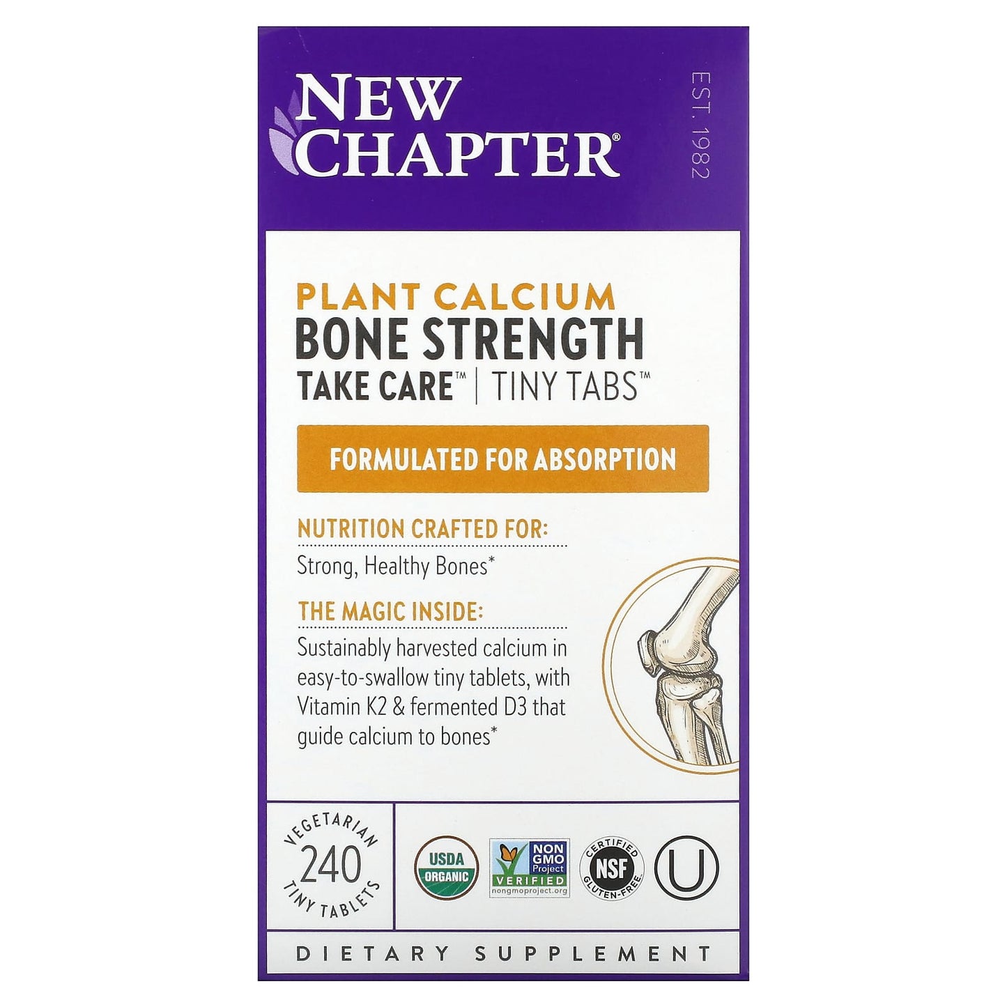 New Chapter, Plant Calcium, Bone Strength, Take Care, 240 Vegetarian Tiny Tablets - Image 1
