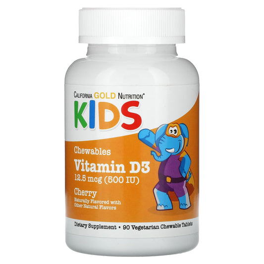 Chewable Vitamin D3 for Kids | Natural Cherry Flavor | 90 Tablets - Image 1