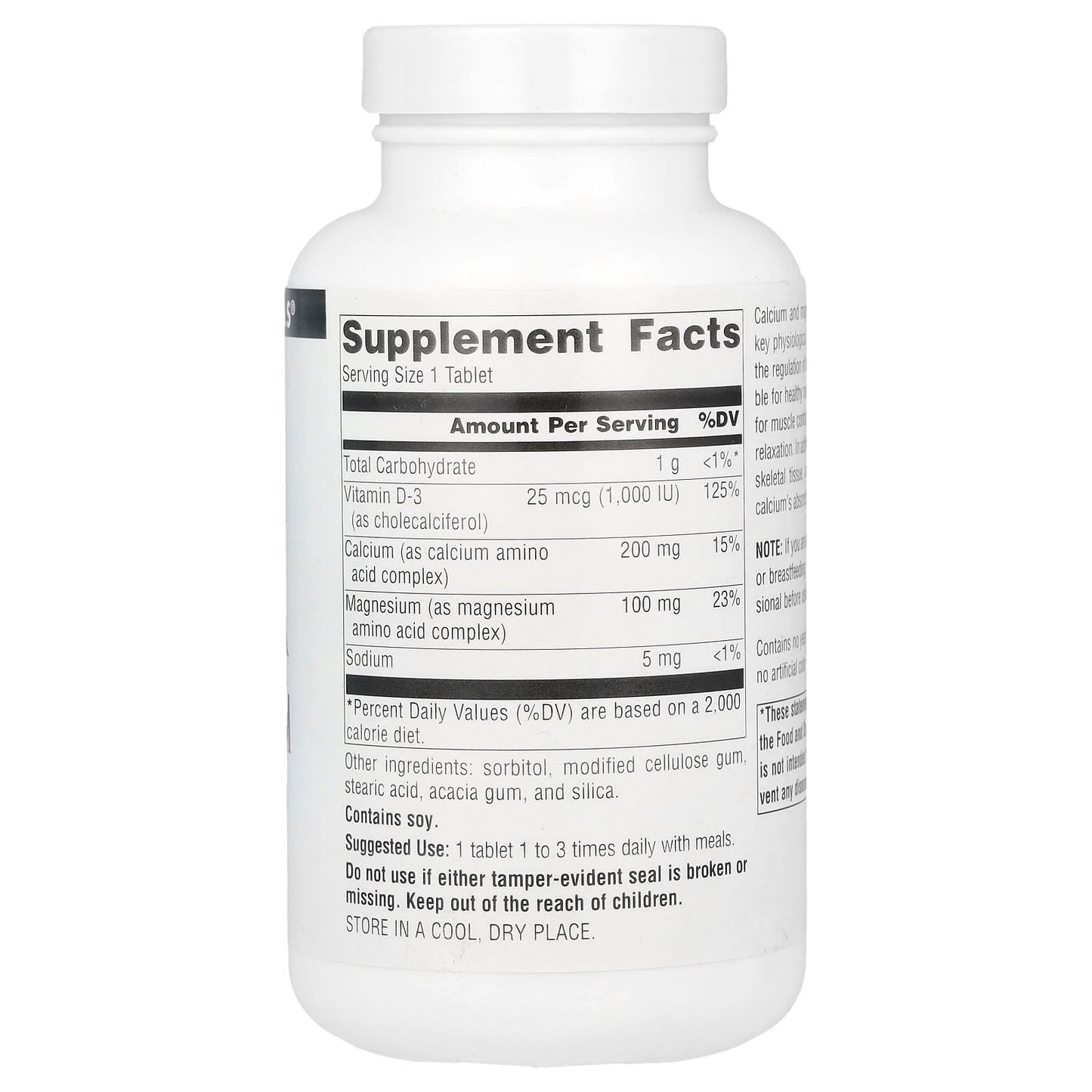 Source Naturals, Calcium & Magnesium, 100 Tablets - Image 2