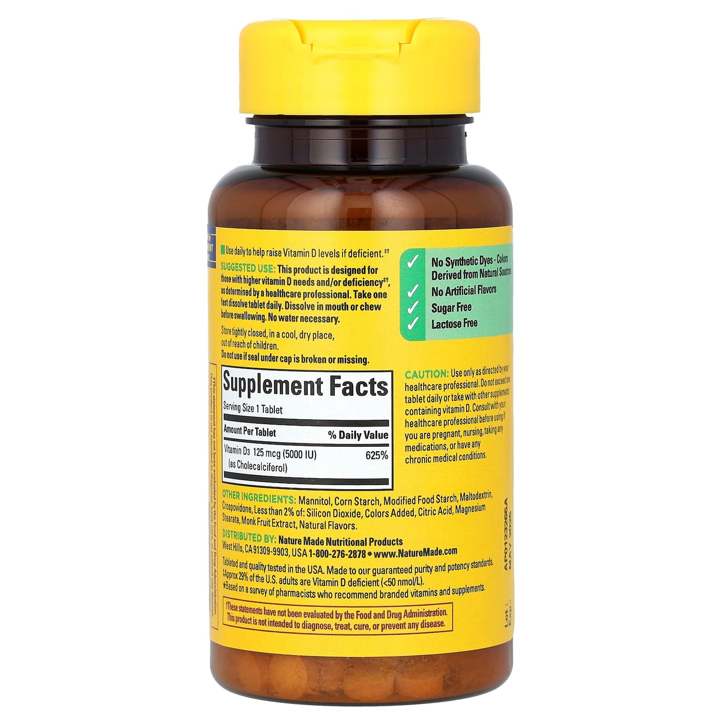 Nature Made, Fast Dissolve D3, Extra Strength, Mixed Berry, 125 mcg (5,000 IU), 70 Tablets - Image 2
