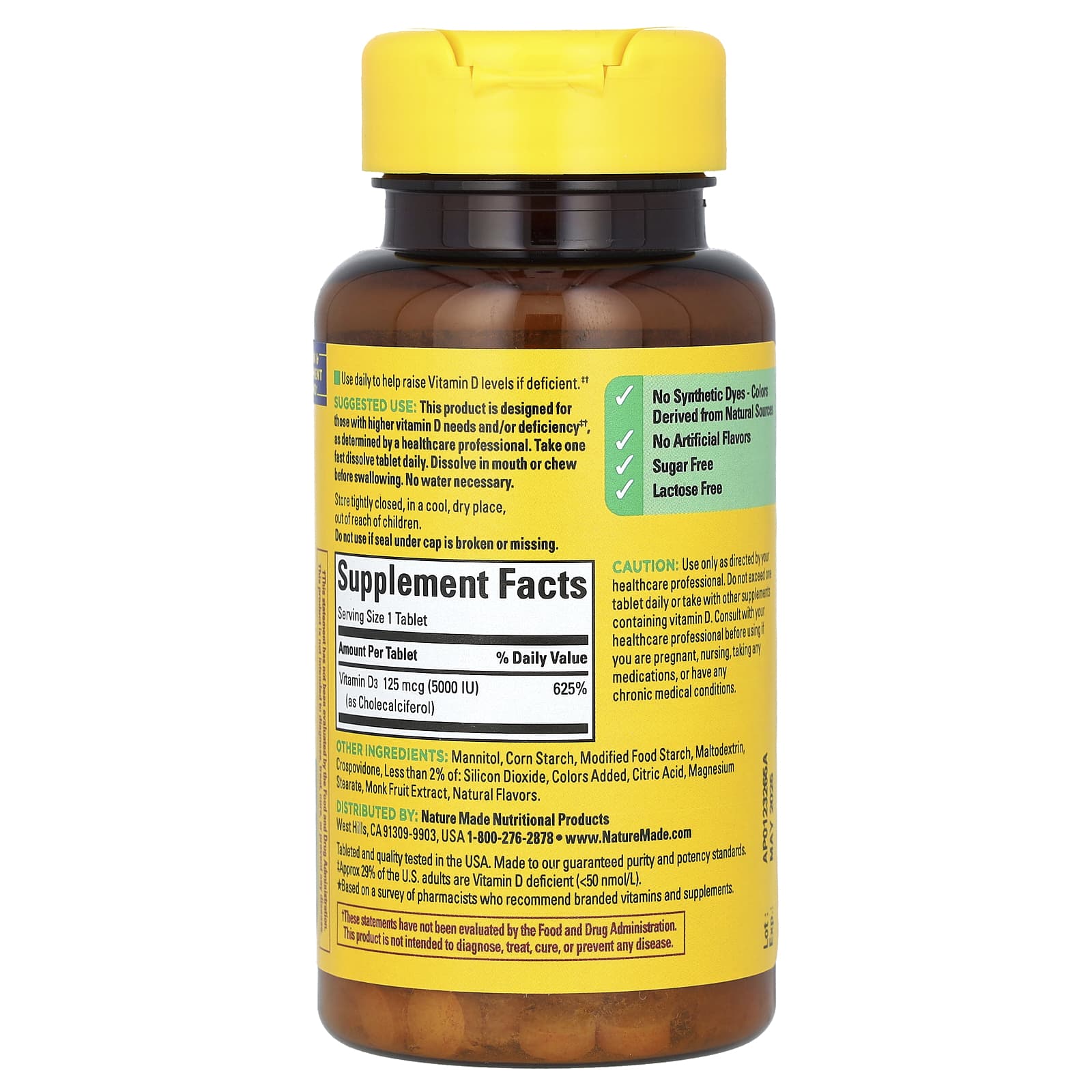 Nature Made, Fast Dissolve D3, Extra Strength, Mixed Berry, 125 mcg (5,000 IU), 70 Tablets - Image 2