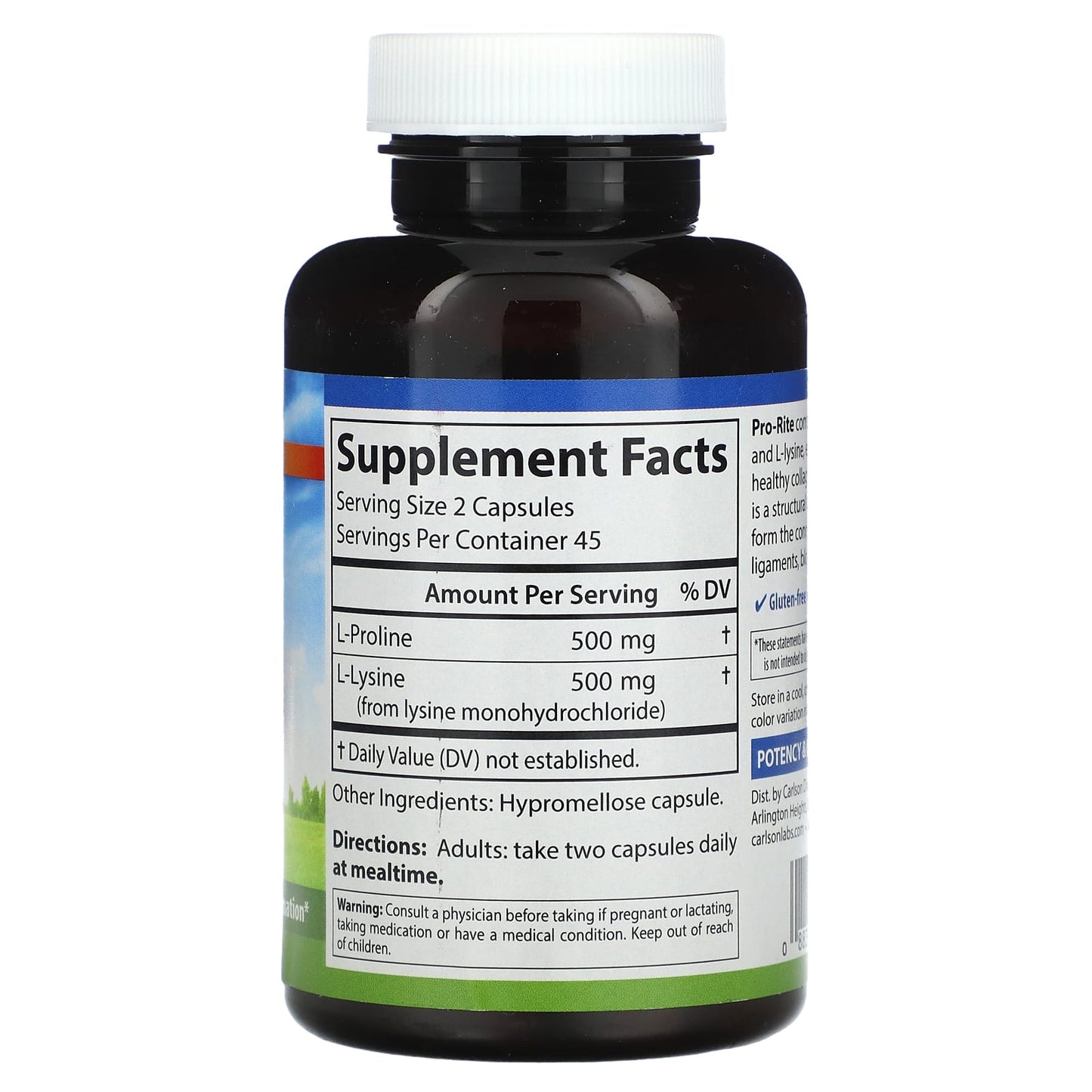 Carlson Pro-Rite Vegetarian Collagen Support Supplement 90 Capsules - Image 2