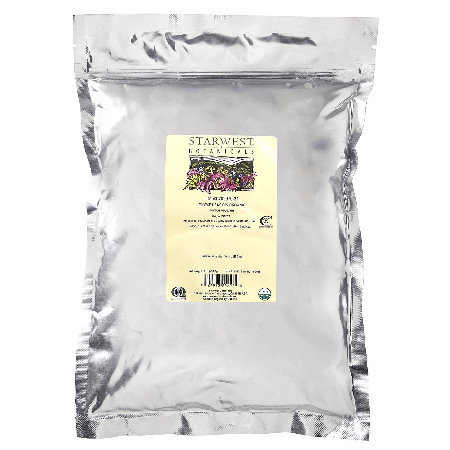 Starwest Botanicals, Organic Thyme Leaf C/S, 1 lb (453.6 g) - Image 2