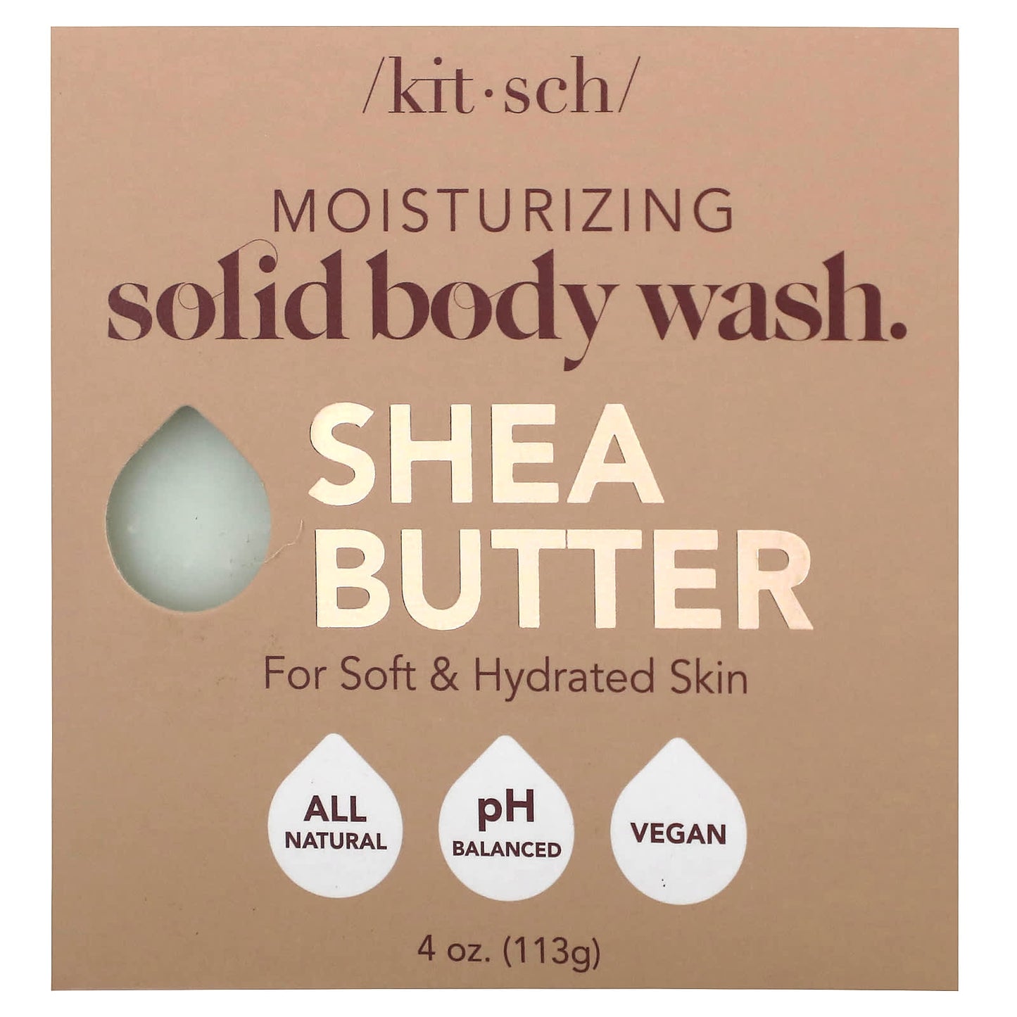 Kitsch, Shea Butter Solid Body Wash Bar, Almond & Shea, 4 oz (113 g) - Image 1