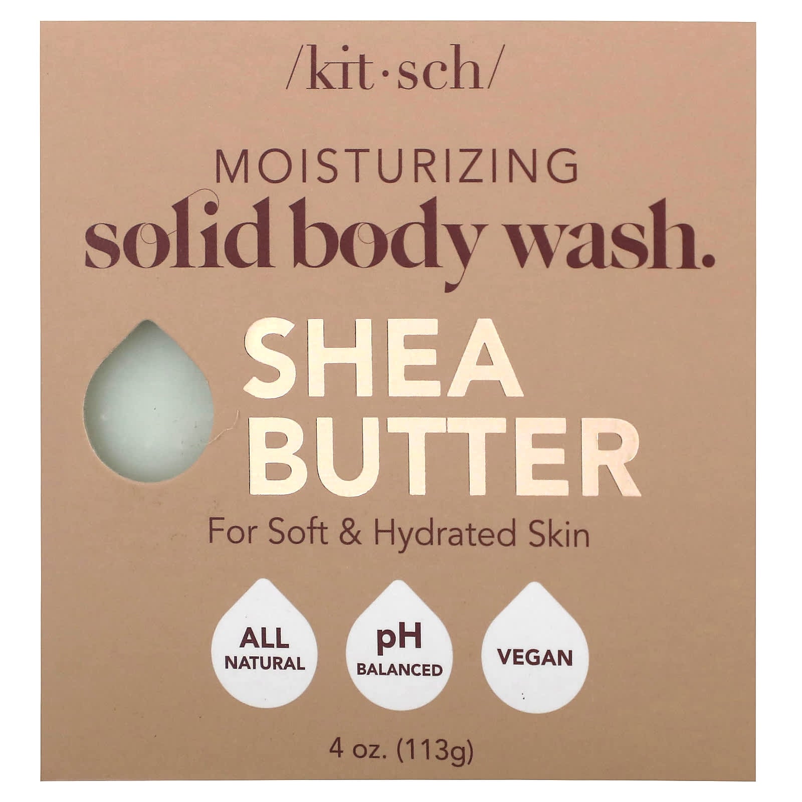 Kitsch, Shea Butter Solid Body Wash Bar, Almond & Shea, 4 oz (113 g) - Image 1