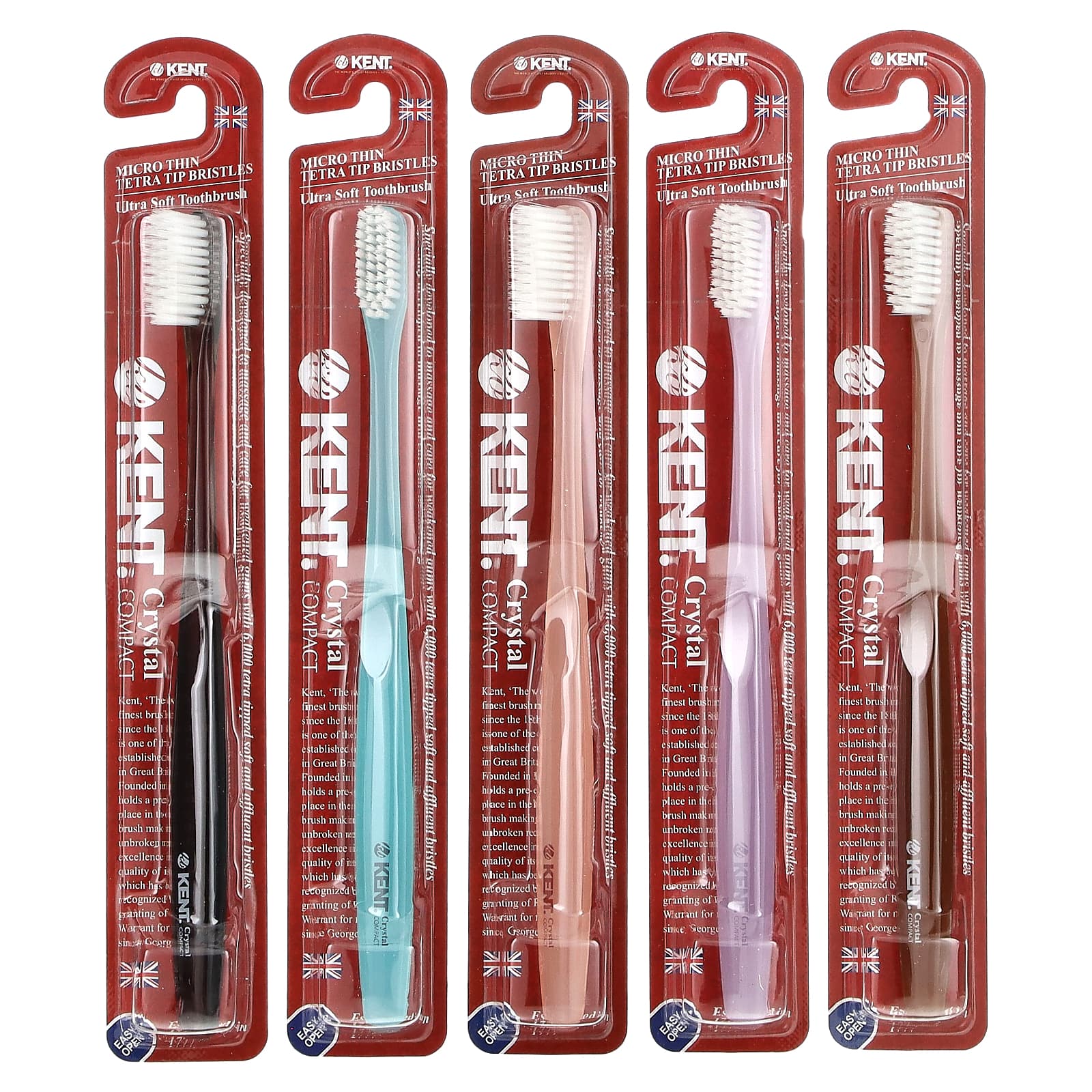 Kent, Ultra Soft Toothbrush, Crystal Compact, 5 Toothbrushes - Image 1