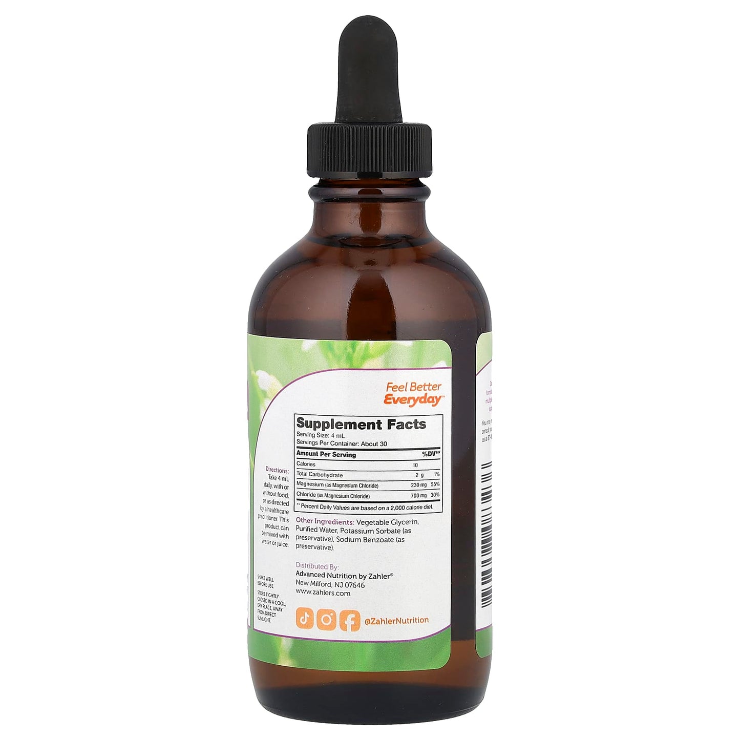 Zahler, Magnesium Liquid, Unflavored, 4 fl oz (118 ml) - Image 2