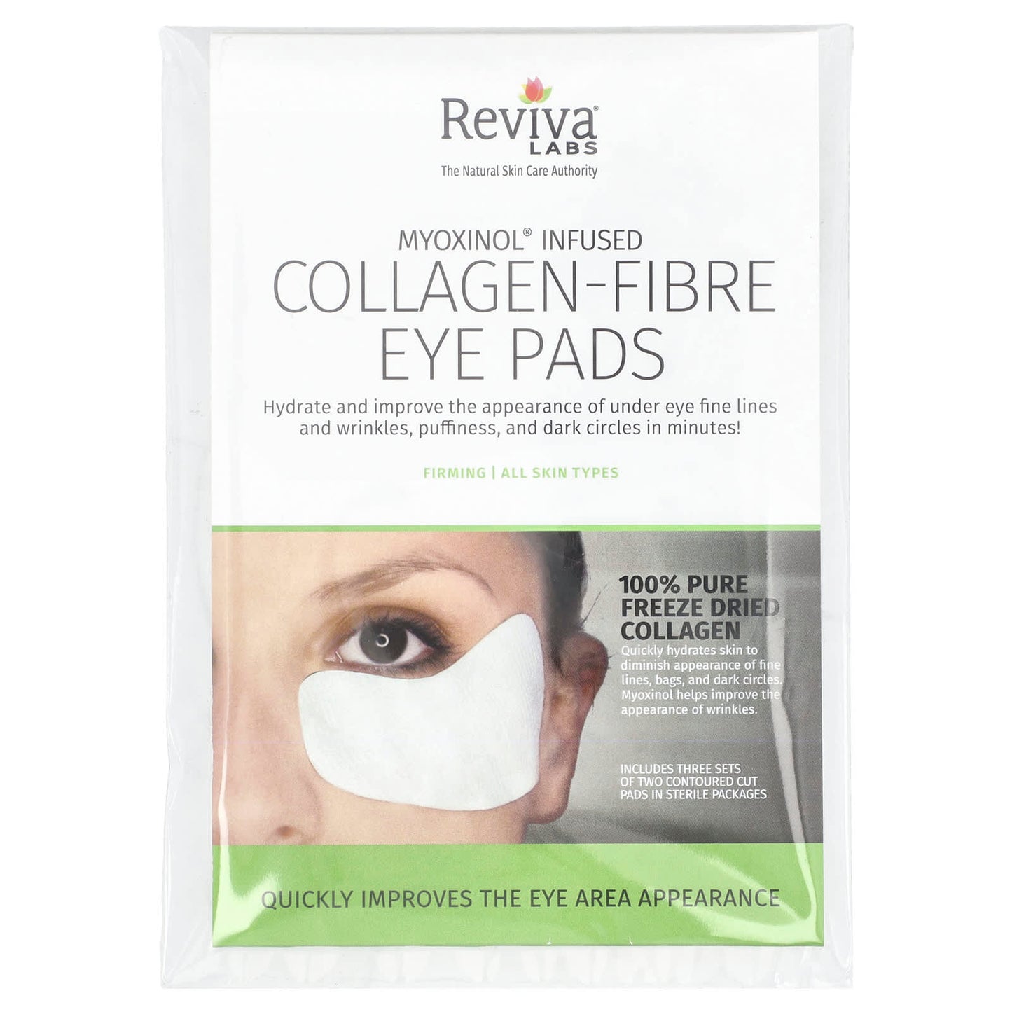 Reviva Labs, Collagen-Fibre Eye Pads, All Skin Types, 3 Sets - Image 1