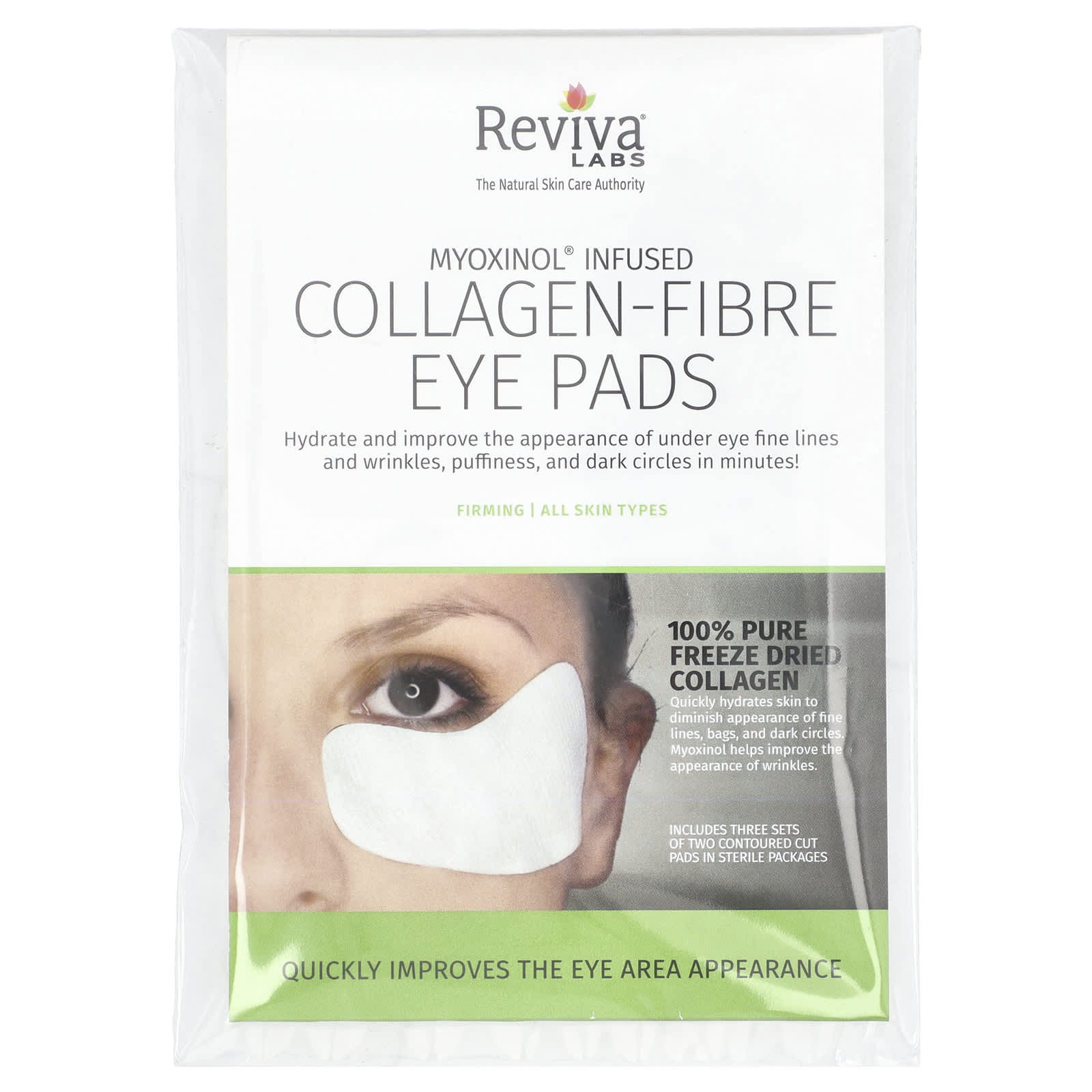 Reviva Labs, Collagen-Fibre Eye Pads, All Skin Types, 3 Sets - Image 1