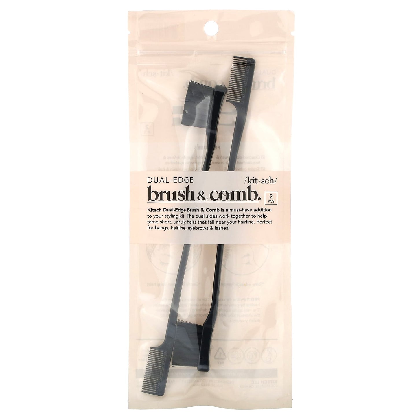 Kitsch, Dual Edge Brush & Comb, 2 Brushes - Image 2