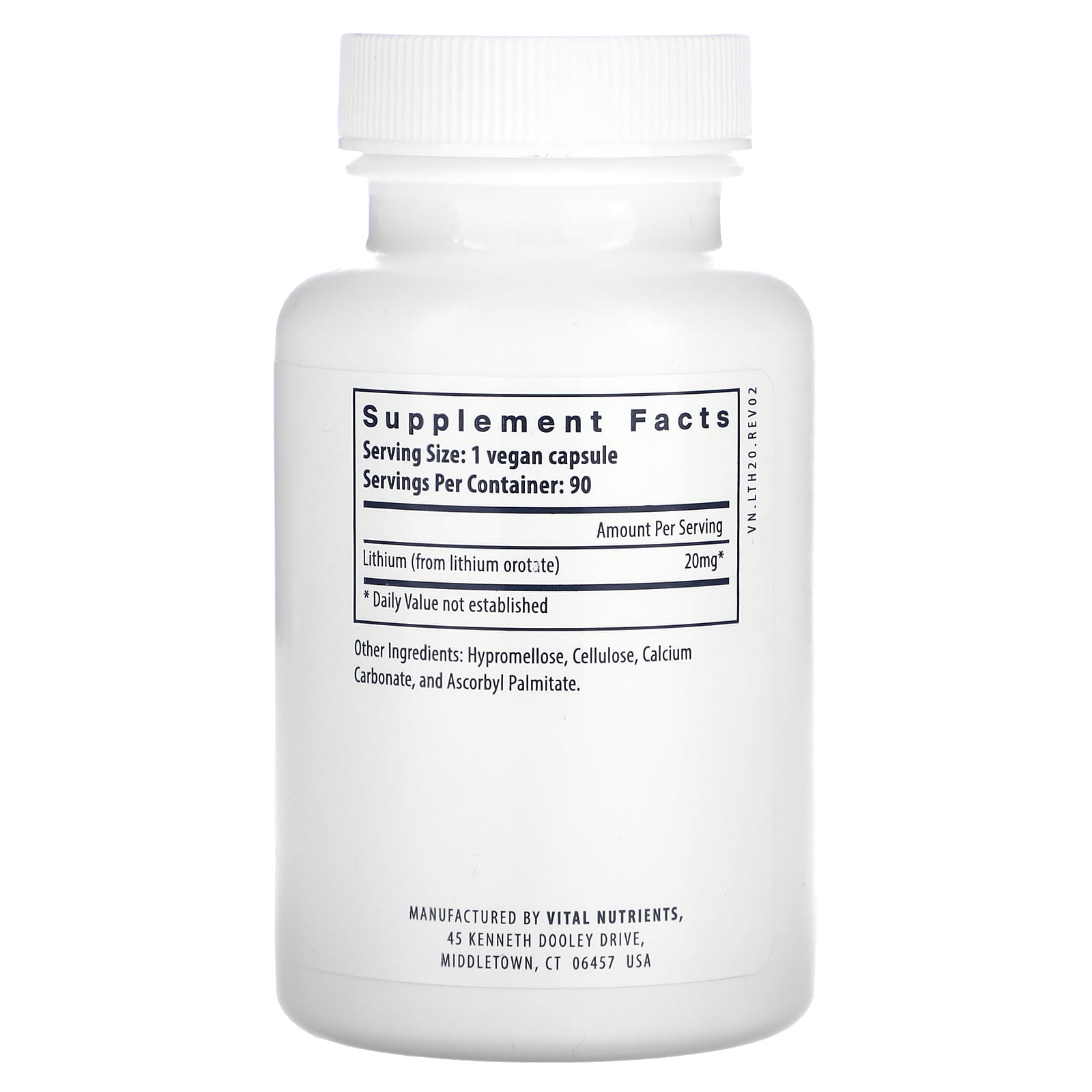 Vital Nutrients, Lithium , 20 mg , 90 Vegan Capsules - Image 2