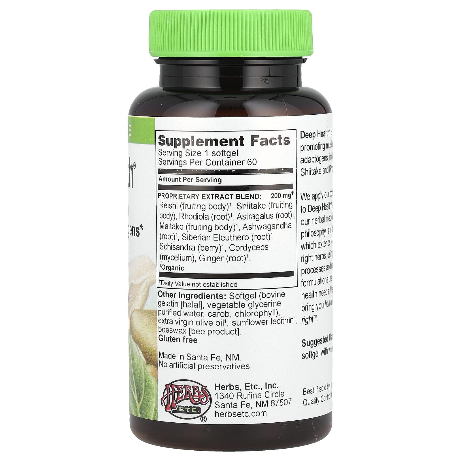 Herbs Etc. Deep Health Adaptogen Mushroom Softgels 60 Count - Image 2