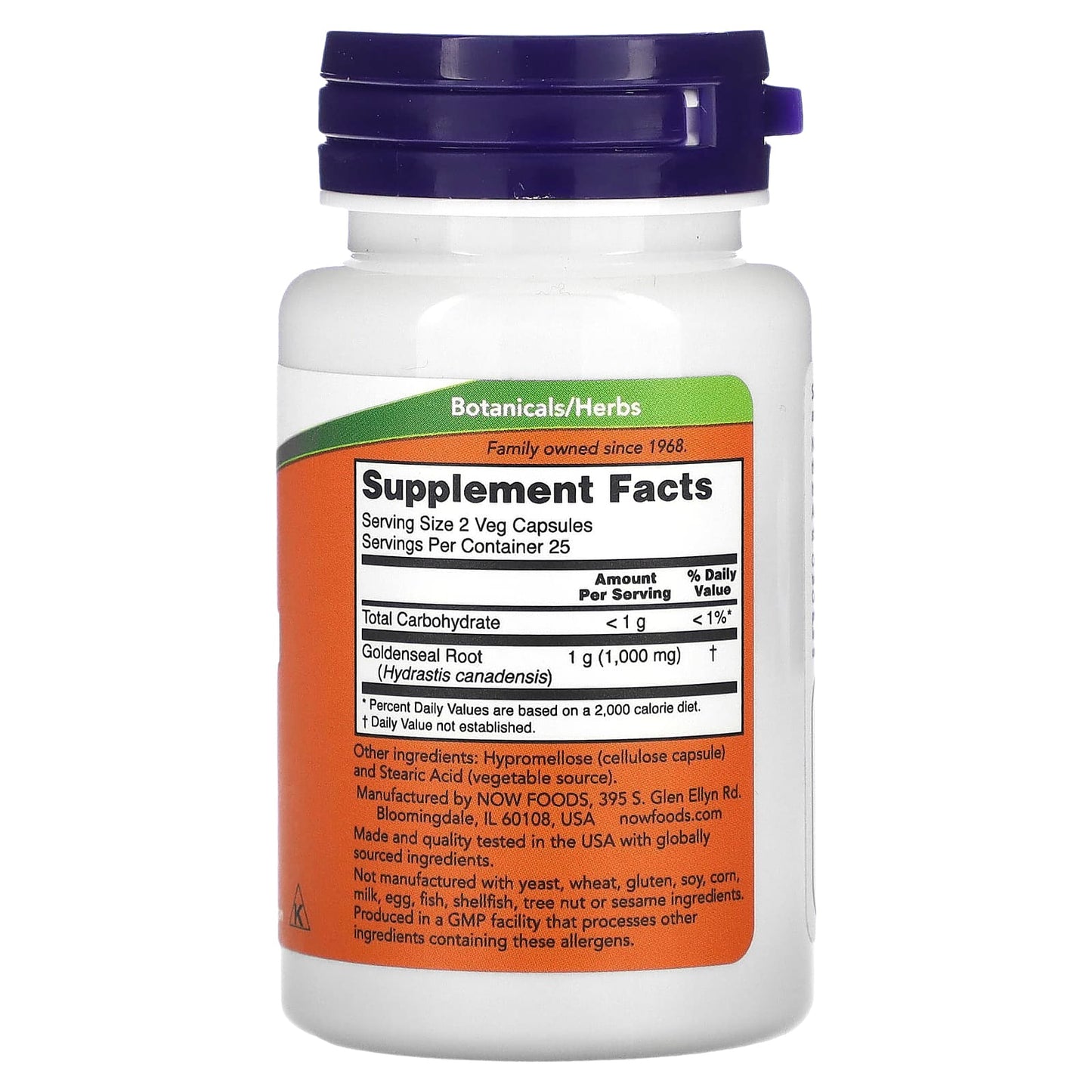 NOW Foods, Goldenseal Root, 500 mg, 50 Veg Capsules - Image 2