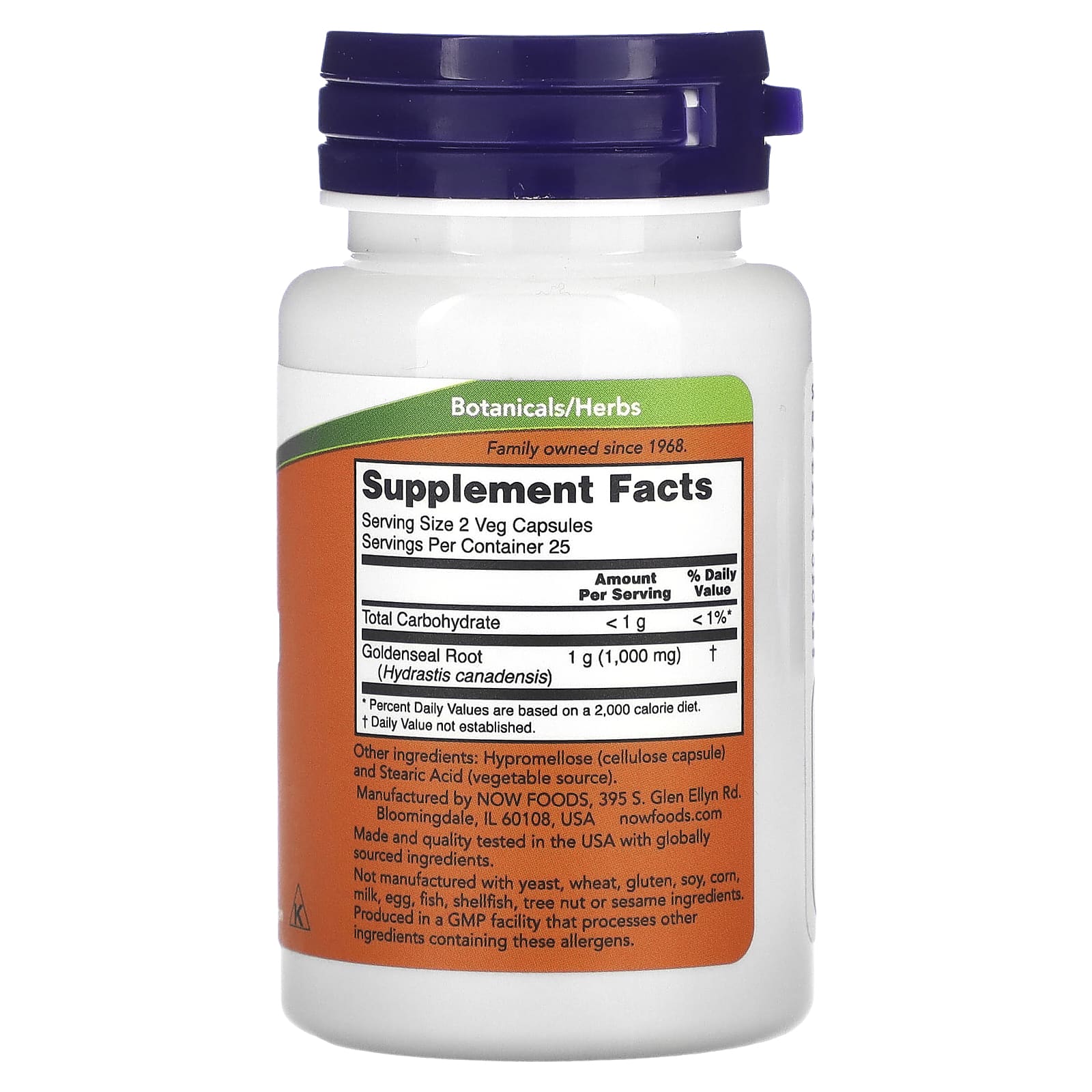 NOW Foods, Goldenseal Root, 500 mg, 50 Veg Capsules - Image 2