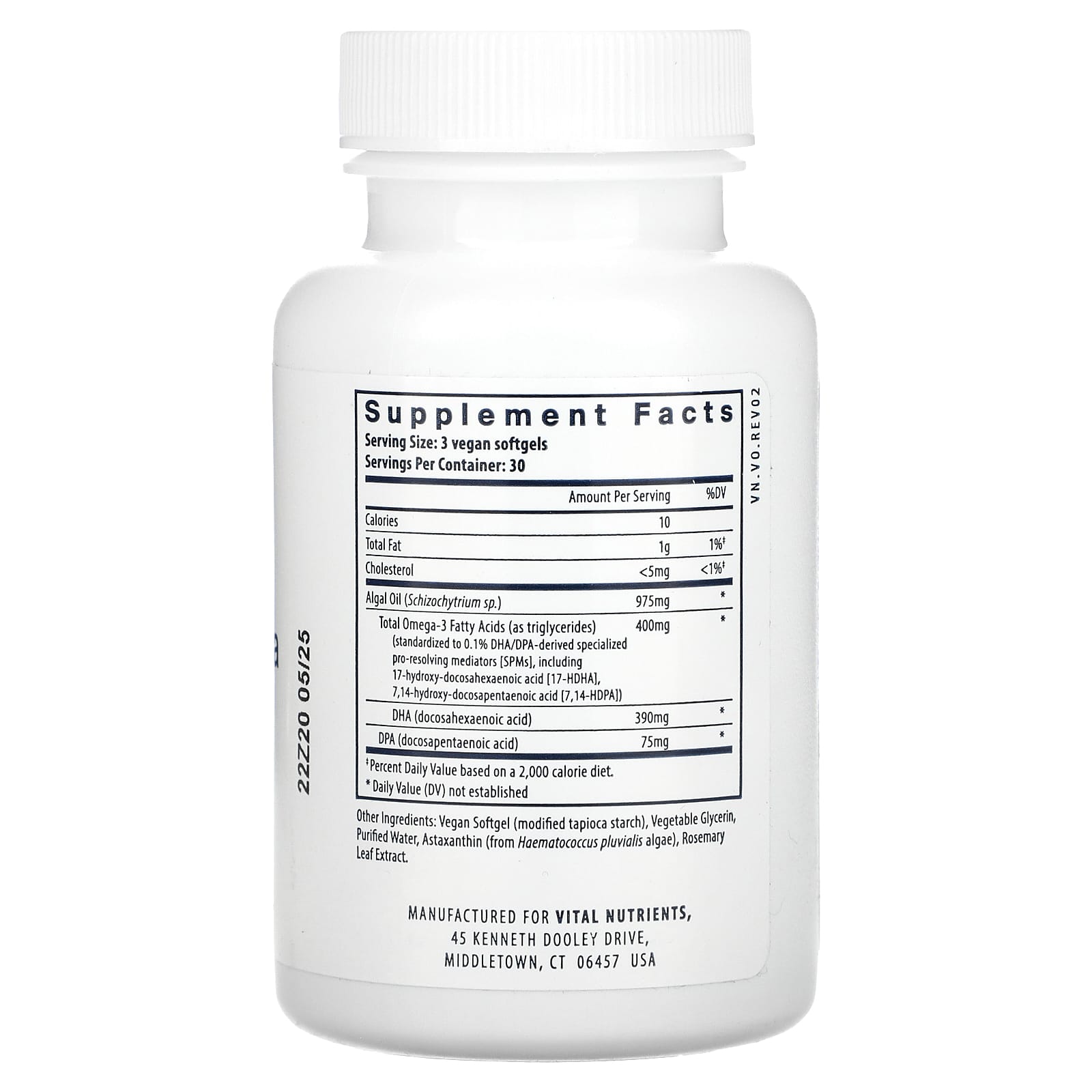 Vital Nutrients, Ultra Pure, Vegan Omega SPM+, 90 Vegan Softgels - Image 2