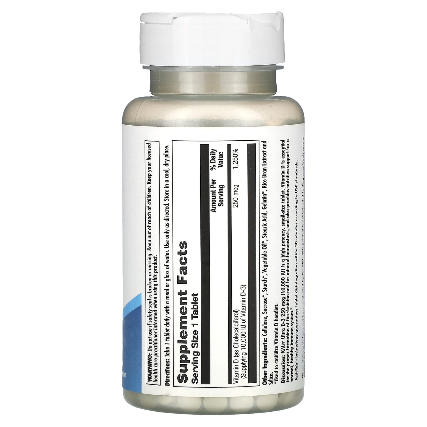 KAL, Ultra D-3, 250 mcg (10,000 IU), 120 Tablets - Image 2