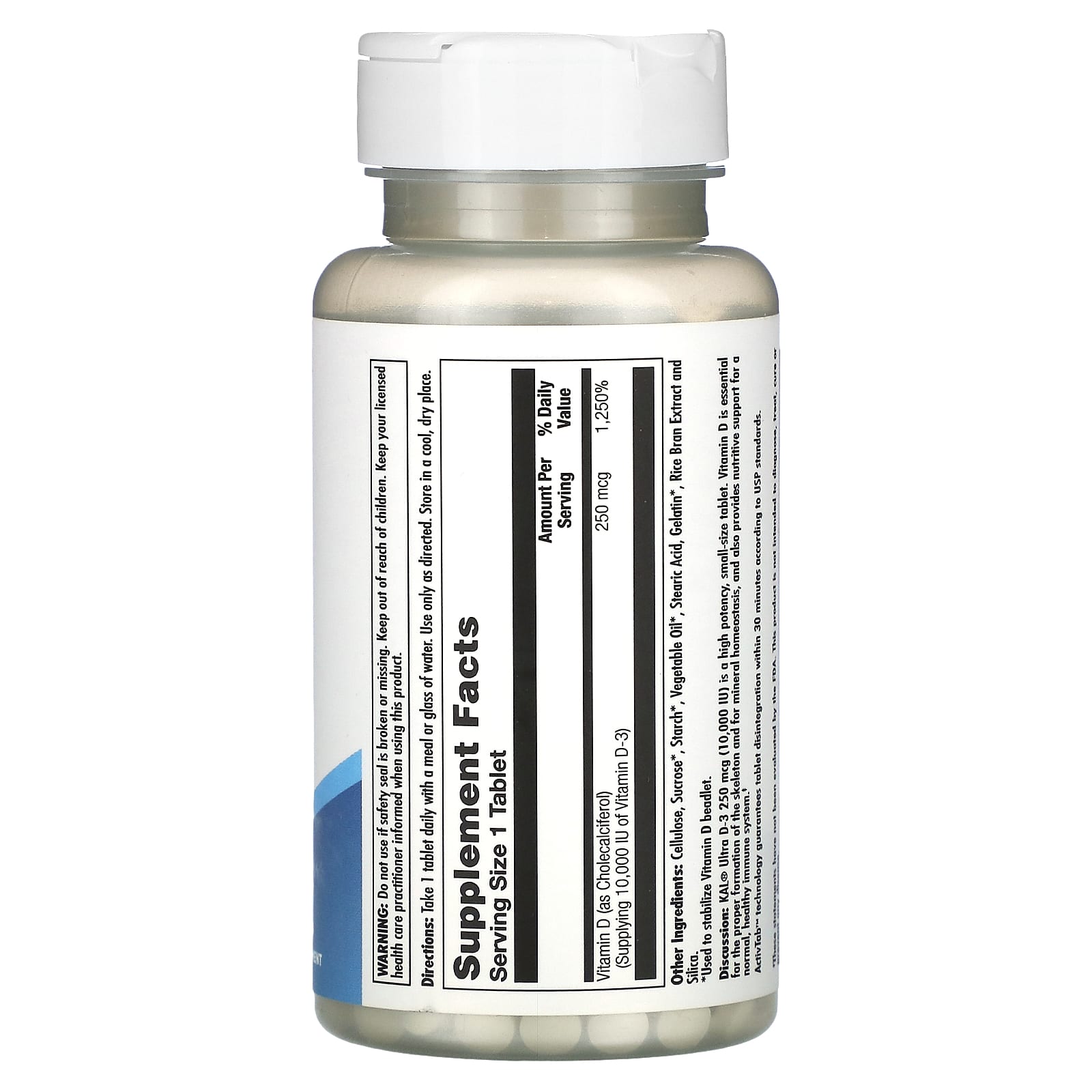 KAL, Ultra D-3, 250 mcg (10,000 IU), 120 Tablets - Image 2