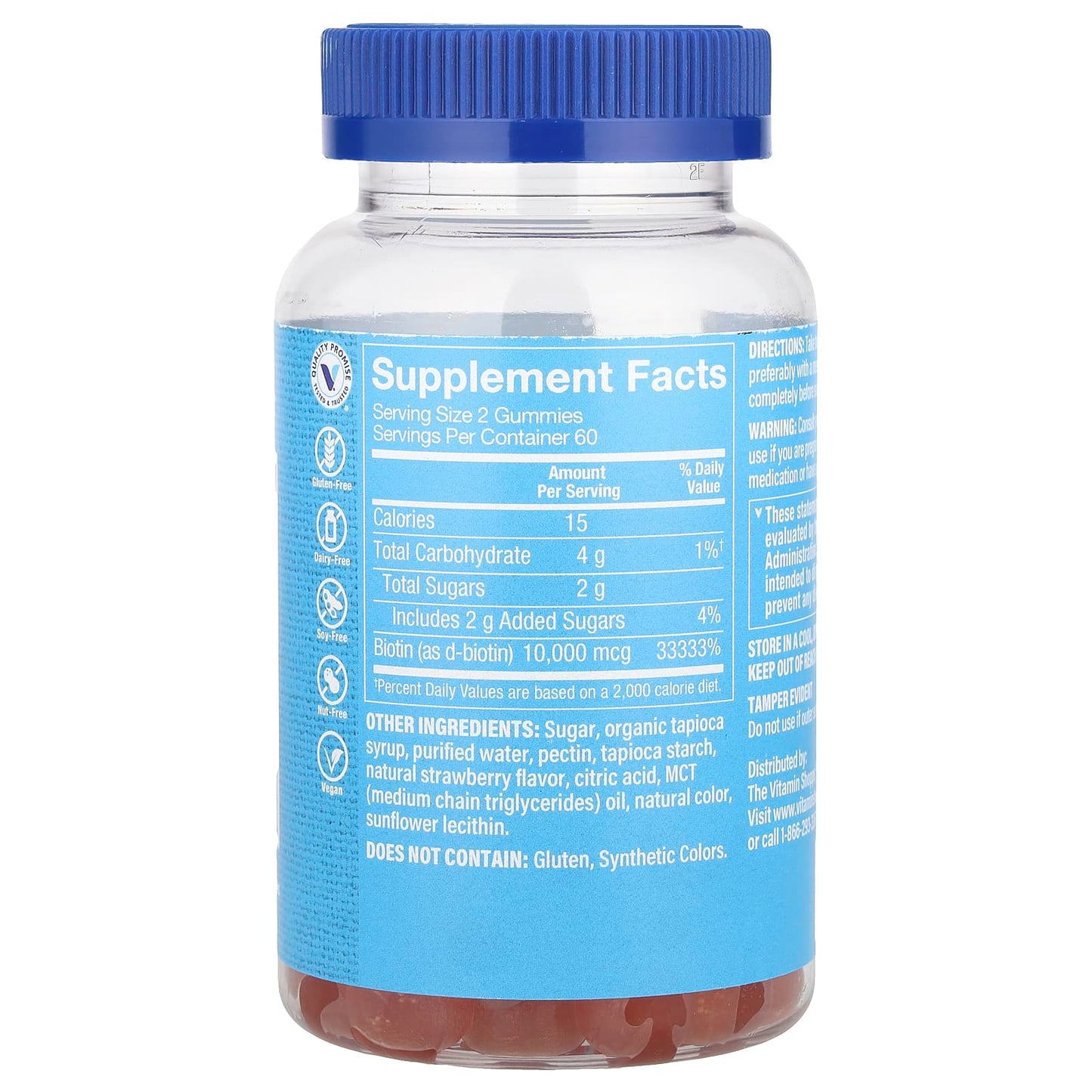 The Vitamin Shoppe, Biotin Gummies, Strawberry, 120 Gummies (5,000 mcg per Gummy) - Image 2
