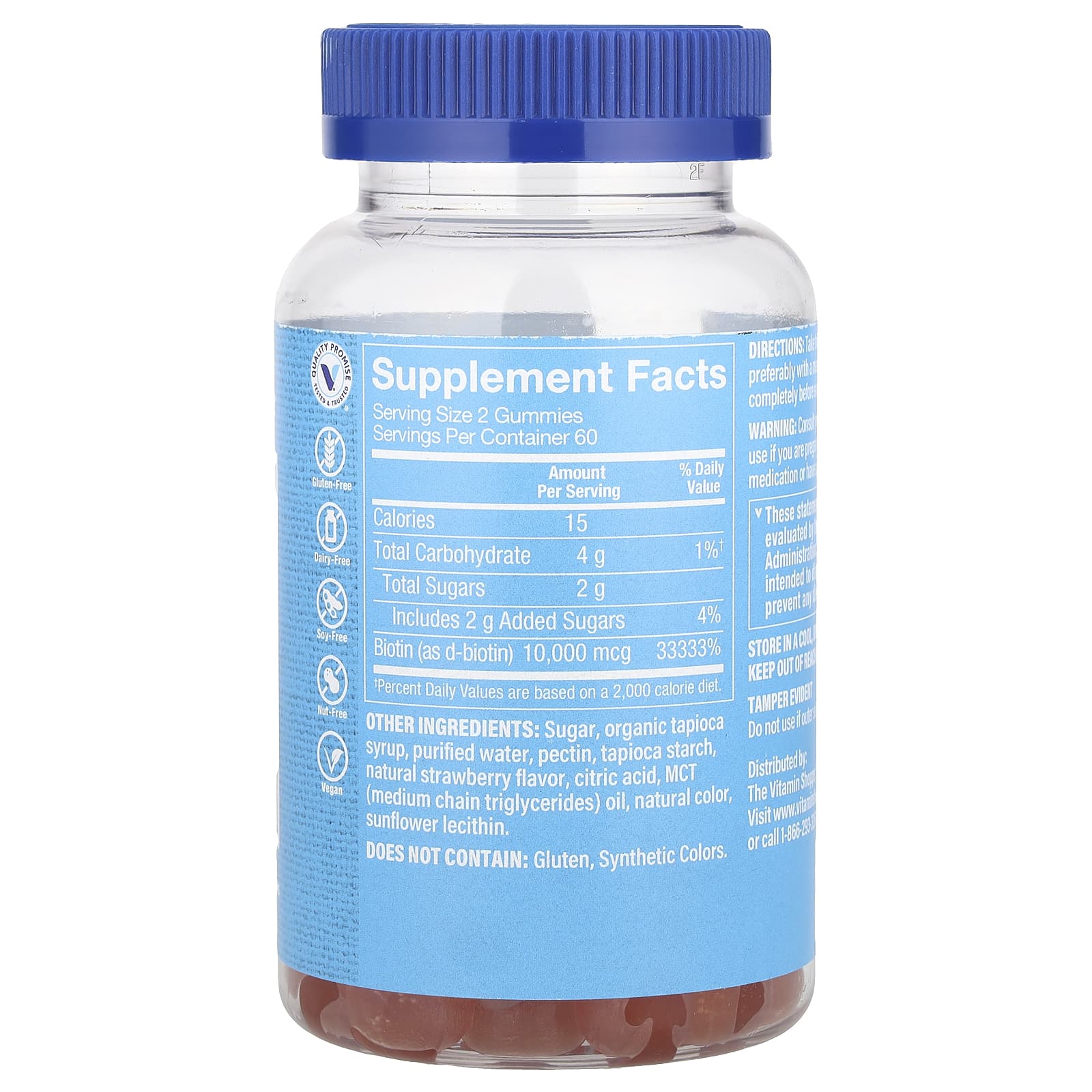 The Vitamin Shoppe, Biotin Gummies, Strawberry, 120 Gummies (5,000 mcg per Gummy) - Image 2