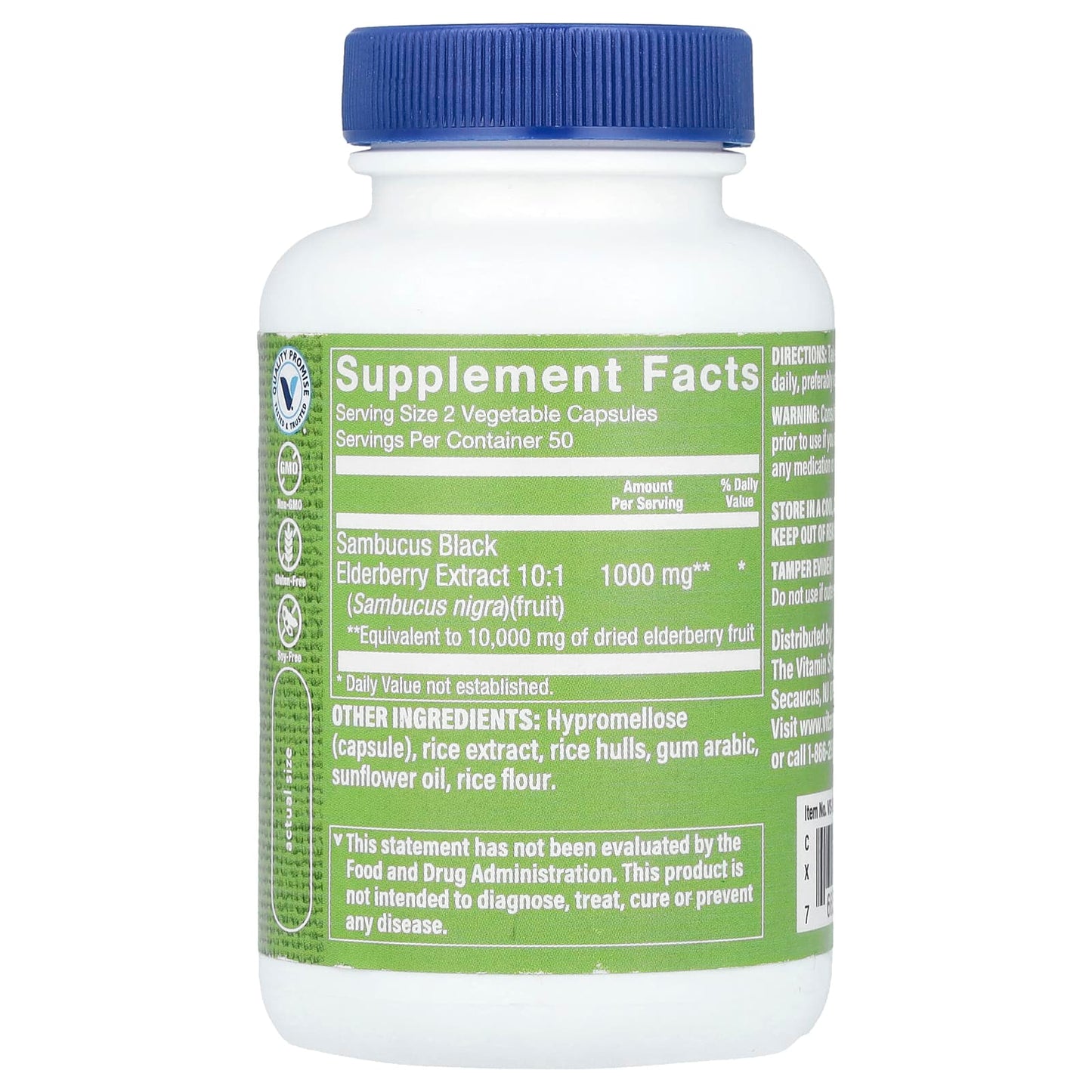The Vitamin Shoppe, Sambucus Black Elderberry, 100 Vegetable Capsules (500 mg per Capsule)