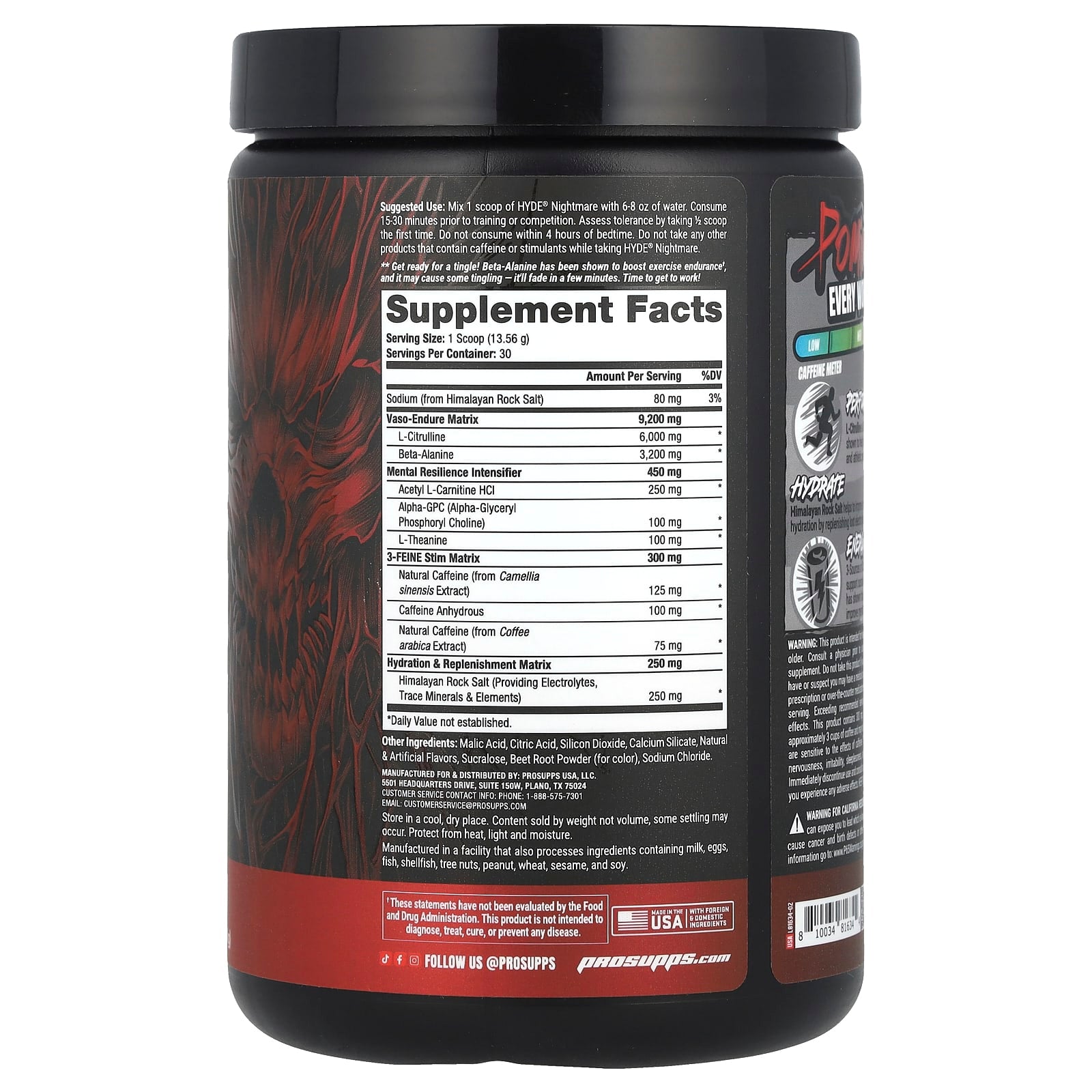 ProSupps, HYDE® Nightmare, Intense Energy Pre-Workout, Blood Berry, 14.35 oz (406.8 g) - Image 2
