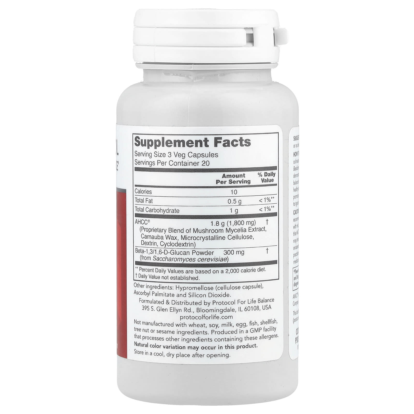 Protocol for Life Balance, AHCC® Plus Beta-Glucan, 60 Veg Capsules - Image 2