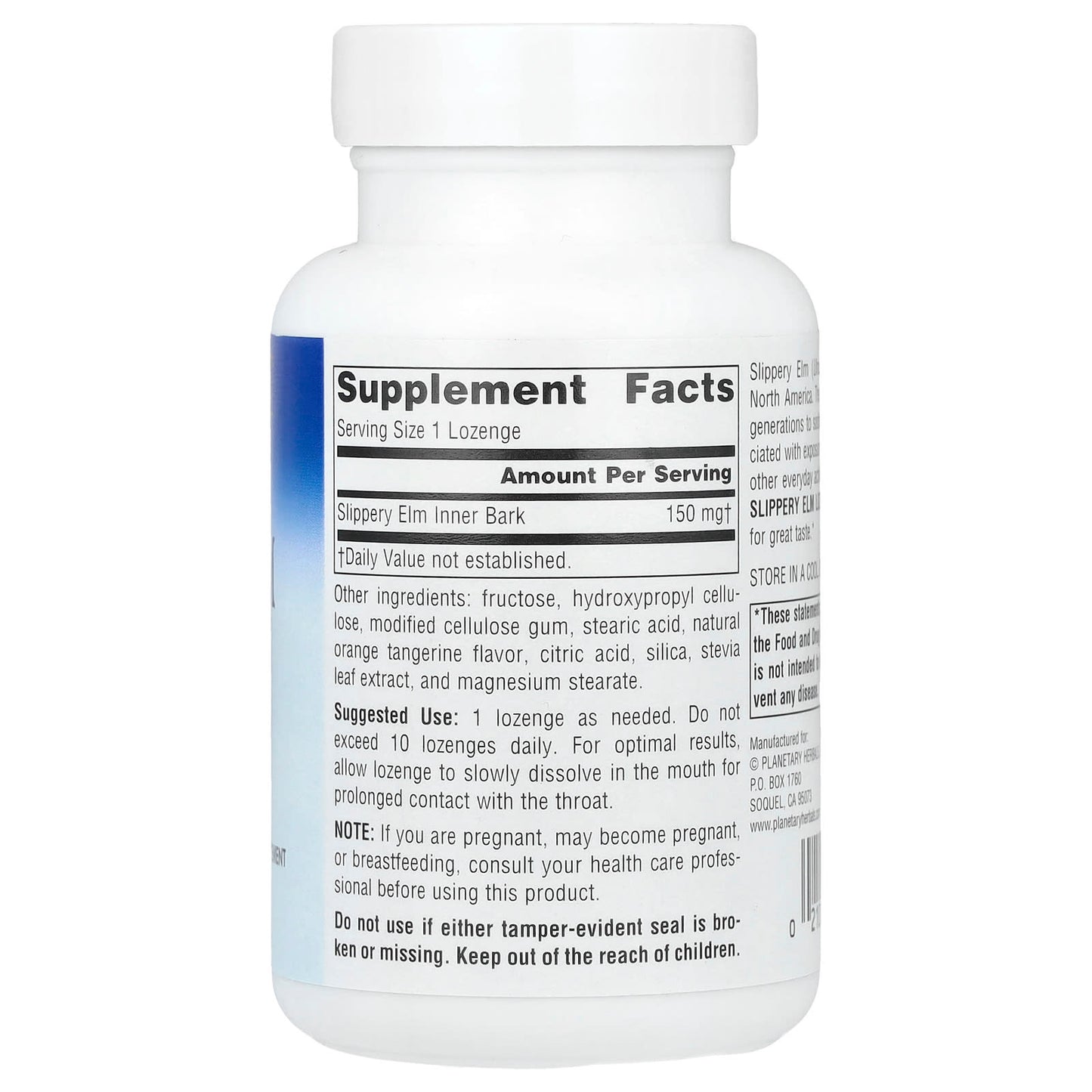Planetary Herbals, Slippery Elm Lozenges, Tangerine, 150 mg, 100 Lozenges - Image 2