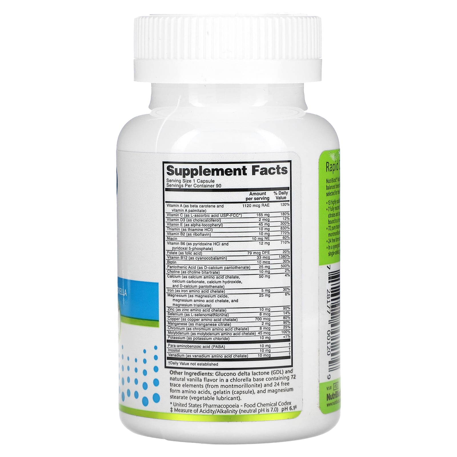 NutriBiotic, Essentials, Multi Vitamins & Minerals, 90 Capsules - Image 2