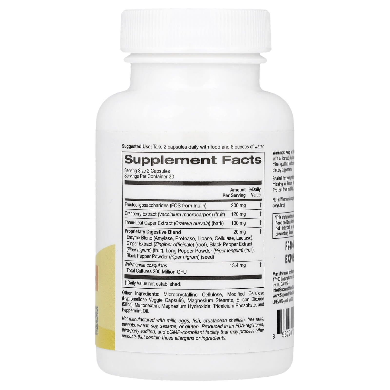 Probiotic UTI Support with Cranberry & Digestive Blend - 60 Veggie Capsules - Image 2