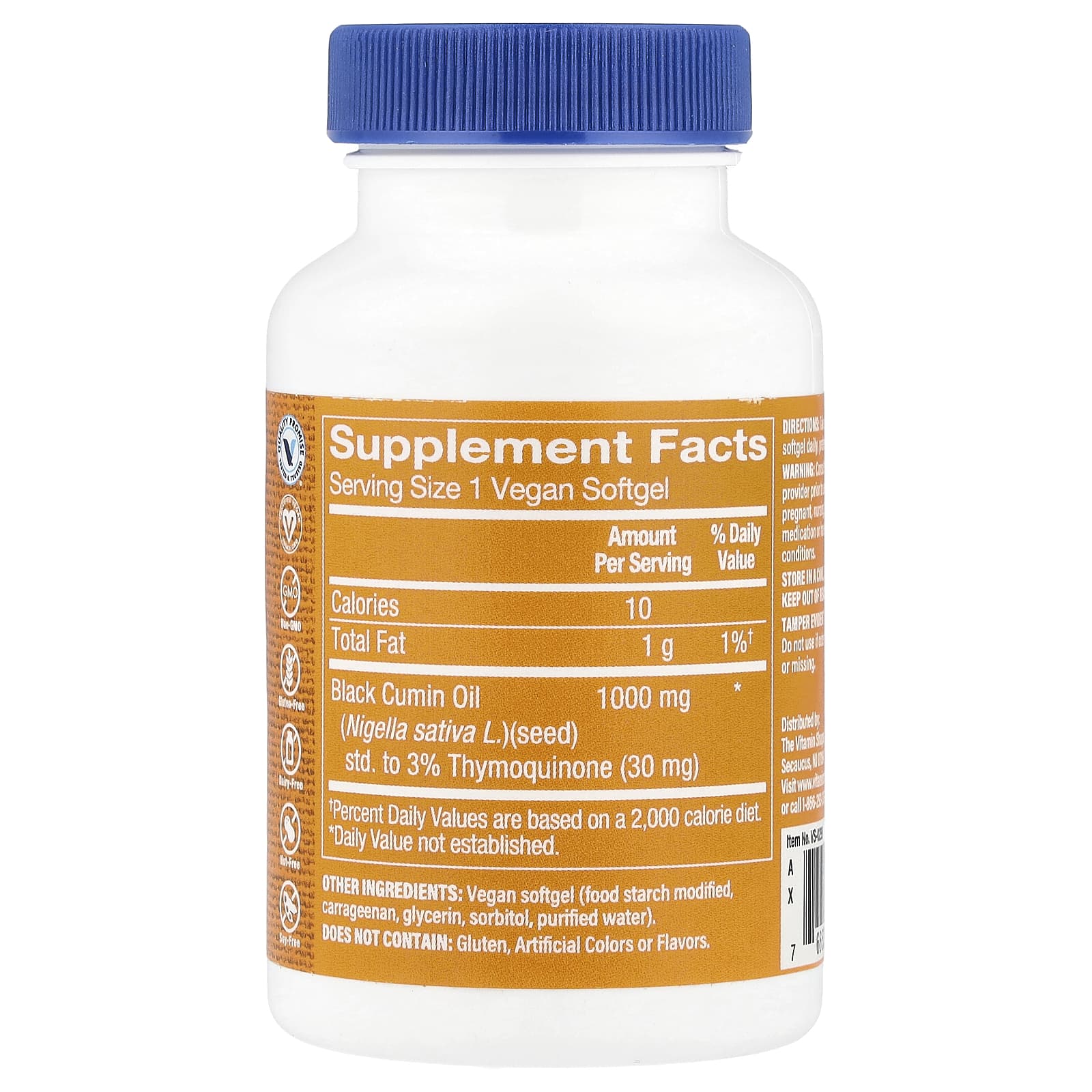 The Vitamin Shoppe, Black Seed Oil, 1,000 mg, 60 Vegan Softgels - Image 2