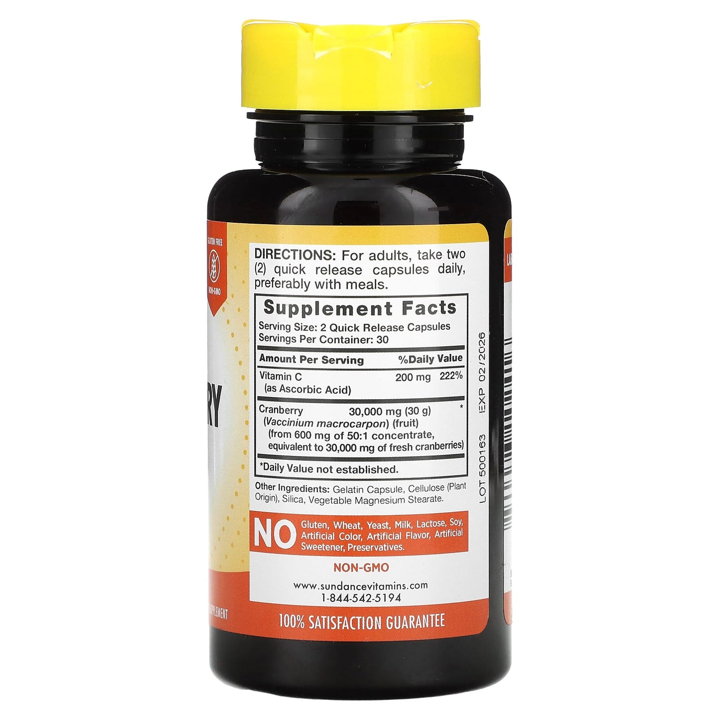 Sundance Vitamins, Triple Strength Cranberry, 10,000 mg, 60 Quick Release Capsules - Image 2