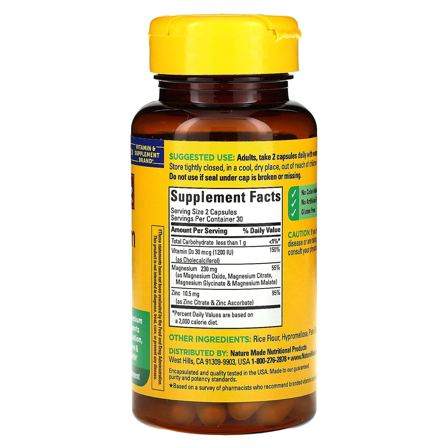 Nature Made, Magnesium Complex with D3 & Zinc, 60 Capsules - Image 2