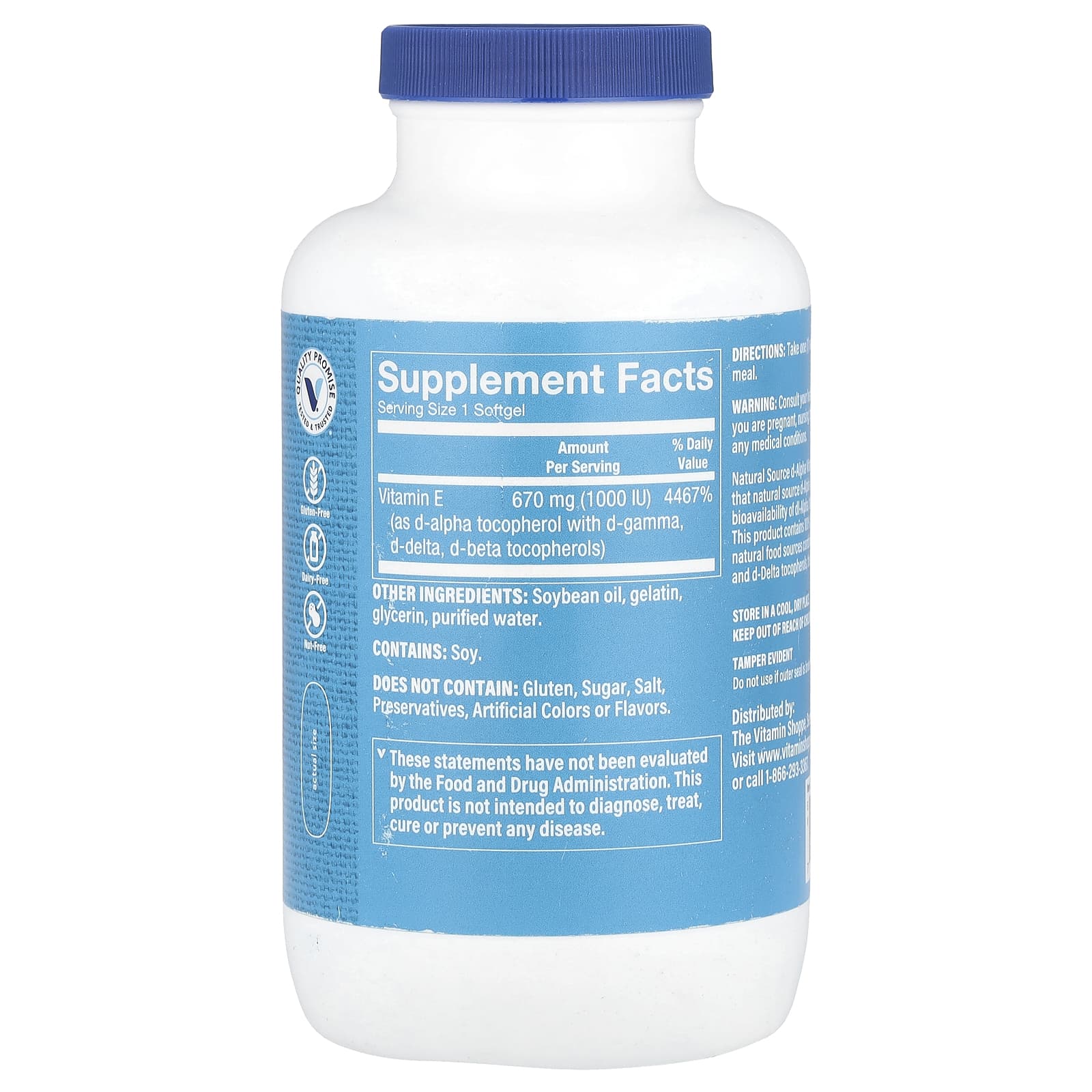 The Vitamin Shoppe, Vitamin E, 670 mg (1,000 IU), 240 Softgels