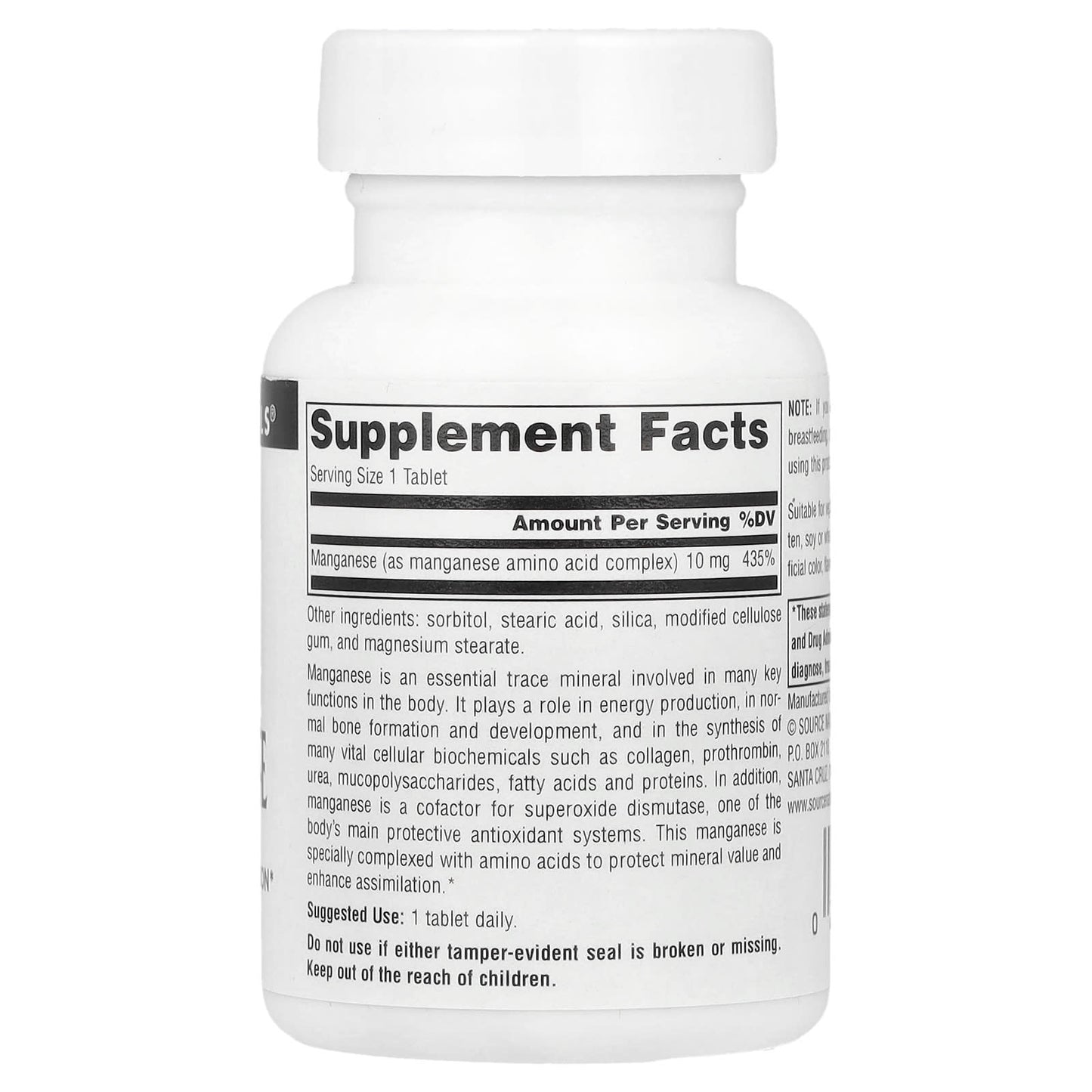 Source Naturals, Manganese , 10 mg, 100 Tablets - Image 2