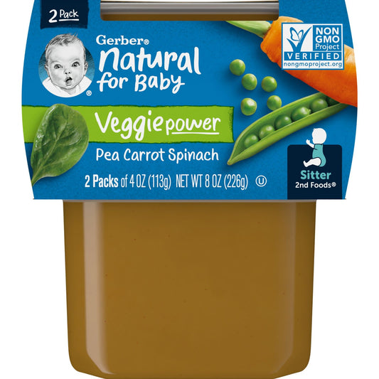 Gerber Veggie Power 2nd Foods Baby Food 2-Pack - Pea Carrot Spinach - Image 1