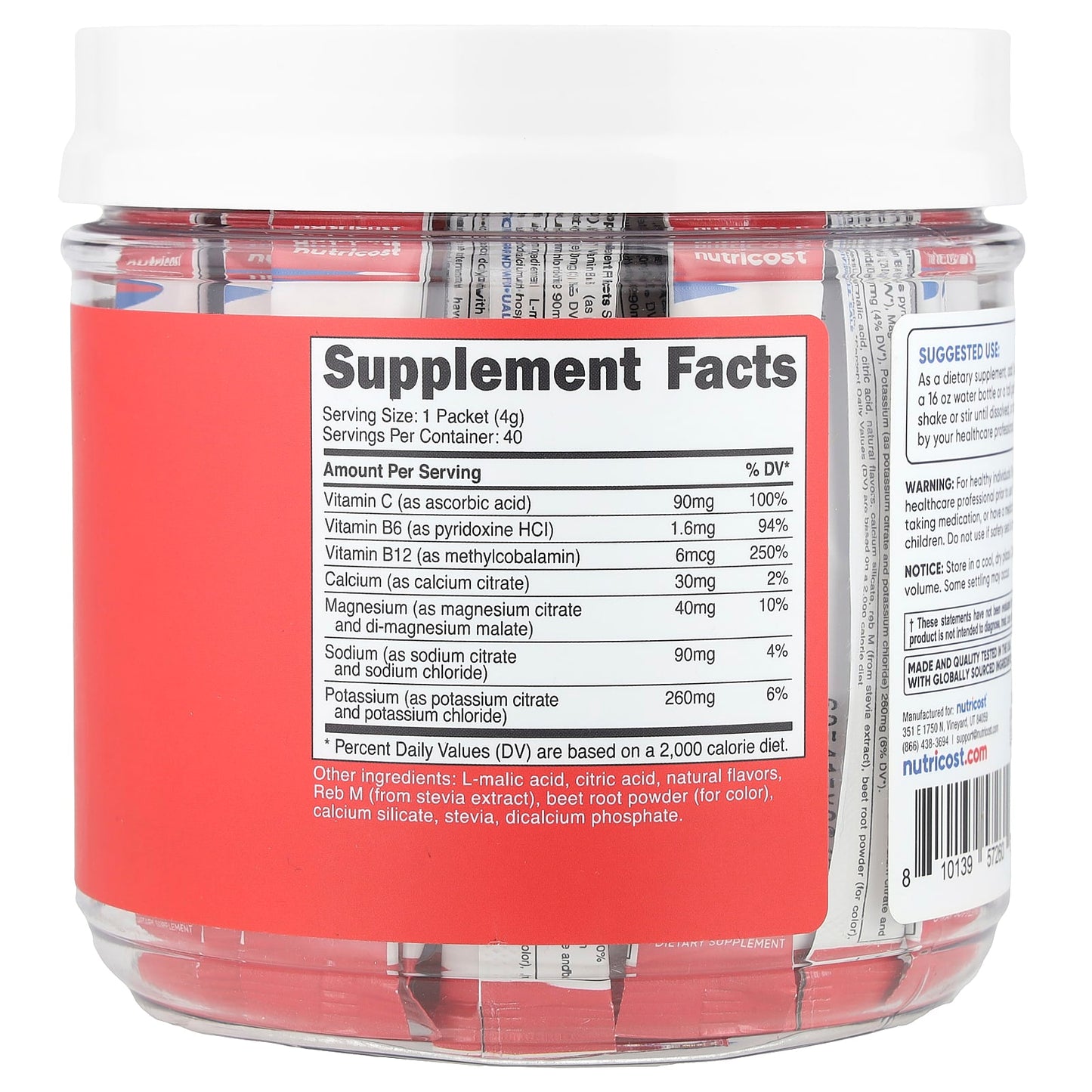 Nutricost, Electrolytes, Advanced Hydration Complex, Fruit Punch, 40 Stick Packs, 0.14 oz (4 g) Each - Image 2