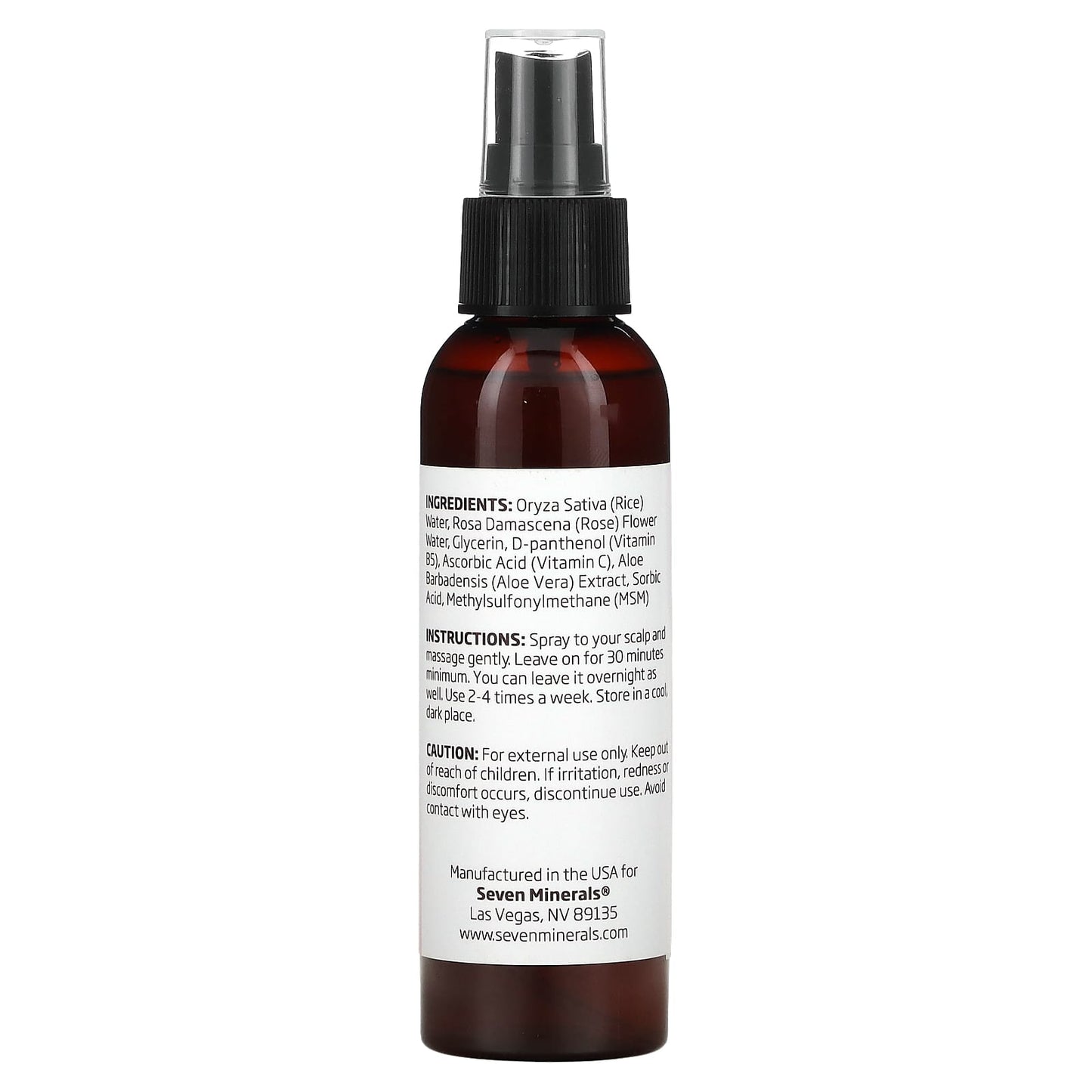 Seven Minerals, Rice Water Hair Spray with Rose & MSM, 4 fl oz (120 ml) - Image 2