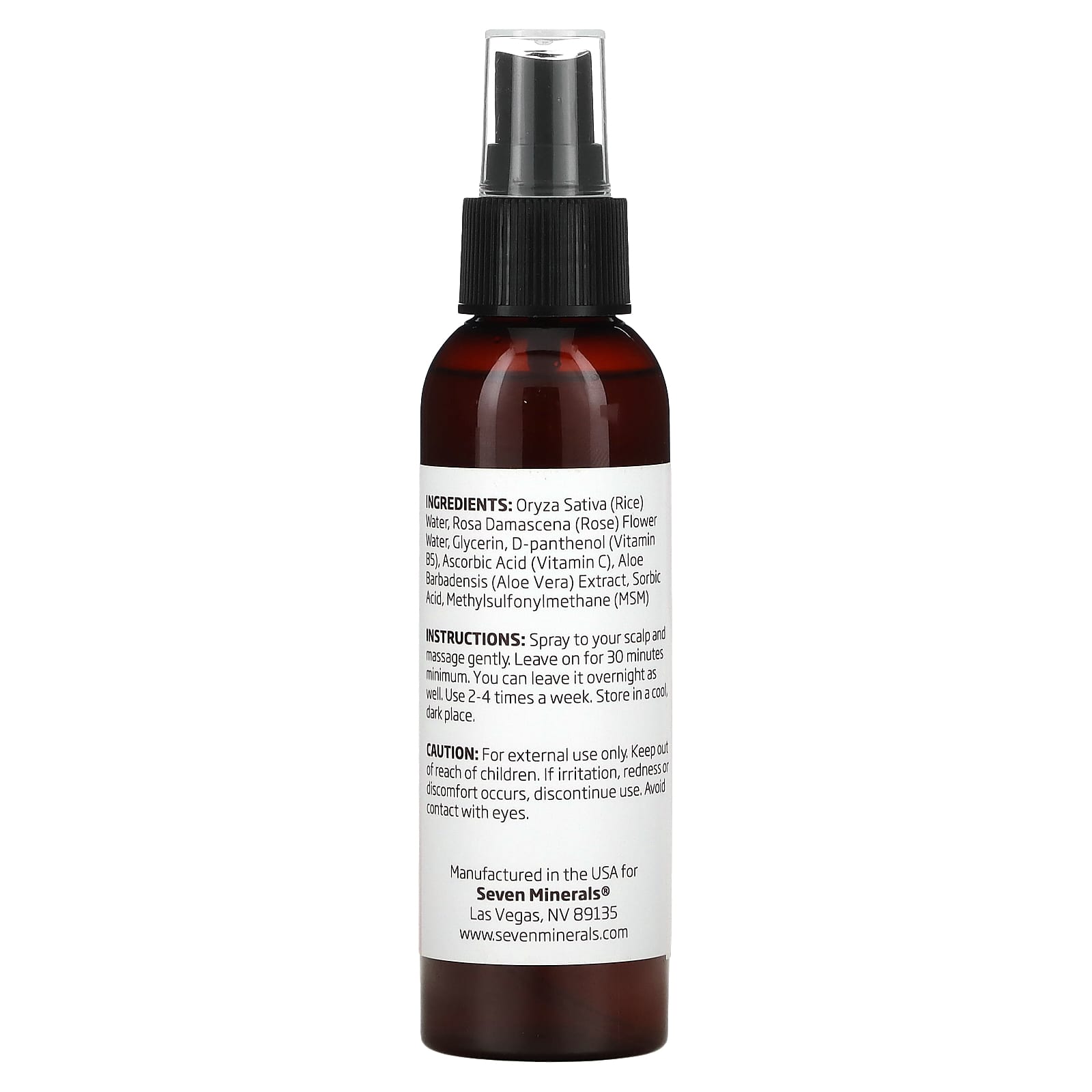 Seven Minerals, Rice Water Hair Spray with Rose & MSM, 4 fl oz (120 ml) - Image 2
