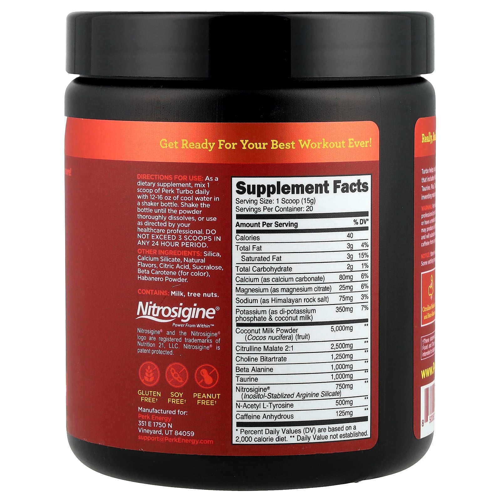 Perk Energy, Turbo, Pre-Workout, Mango Habenero, 10.7 oz (300 g) - Image 2