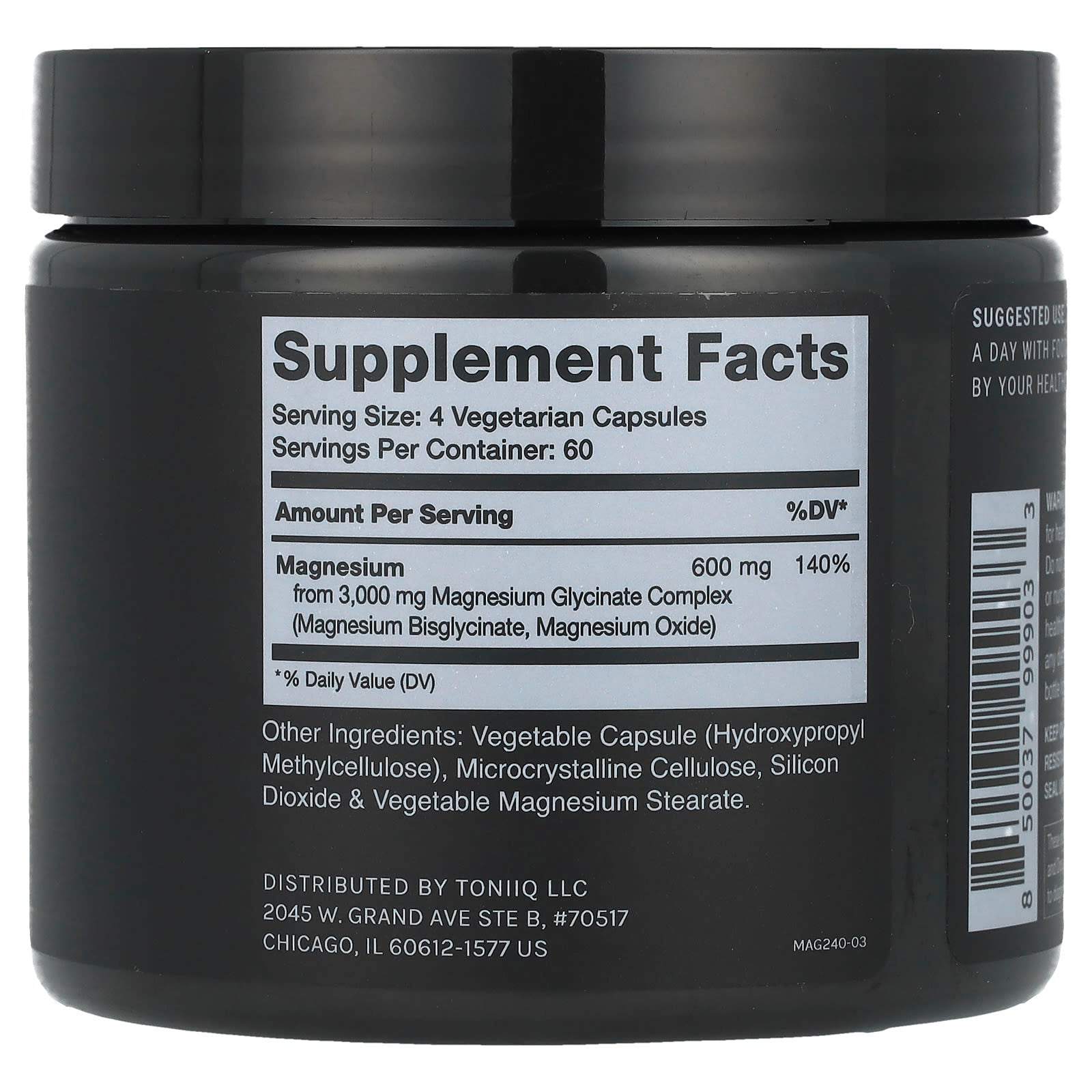 Toniiq, Magnesium Glycinate, 240 Capsules (150 mg per Capsule) - Image 2