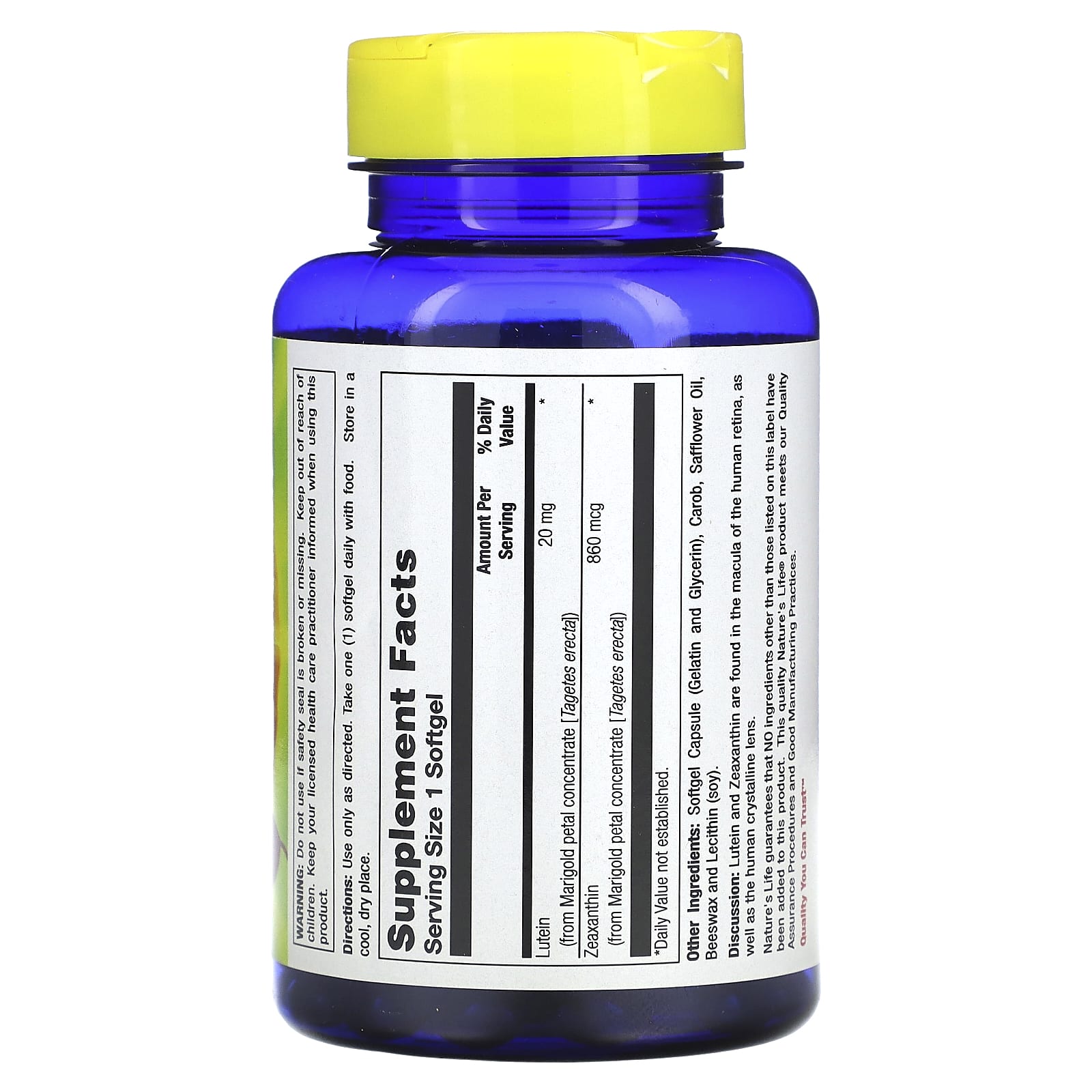 Nature's Life, Lutein , 20 mg, 100 Softgels - Image 2